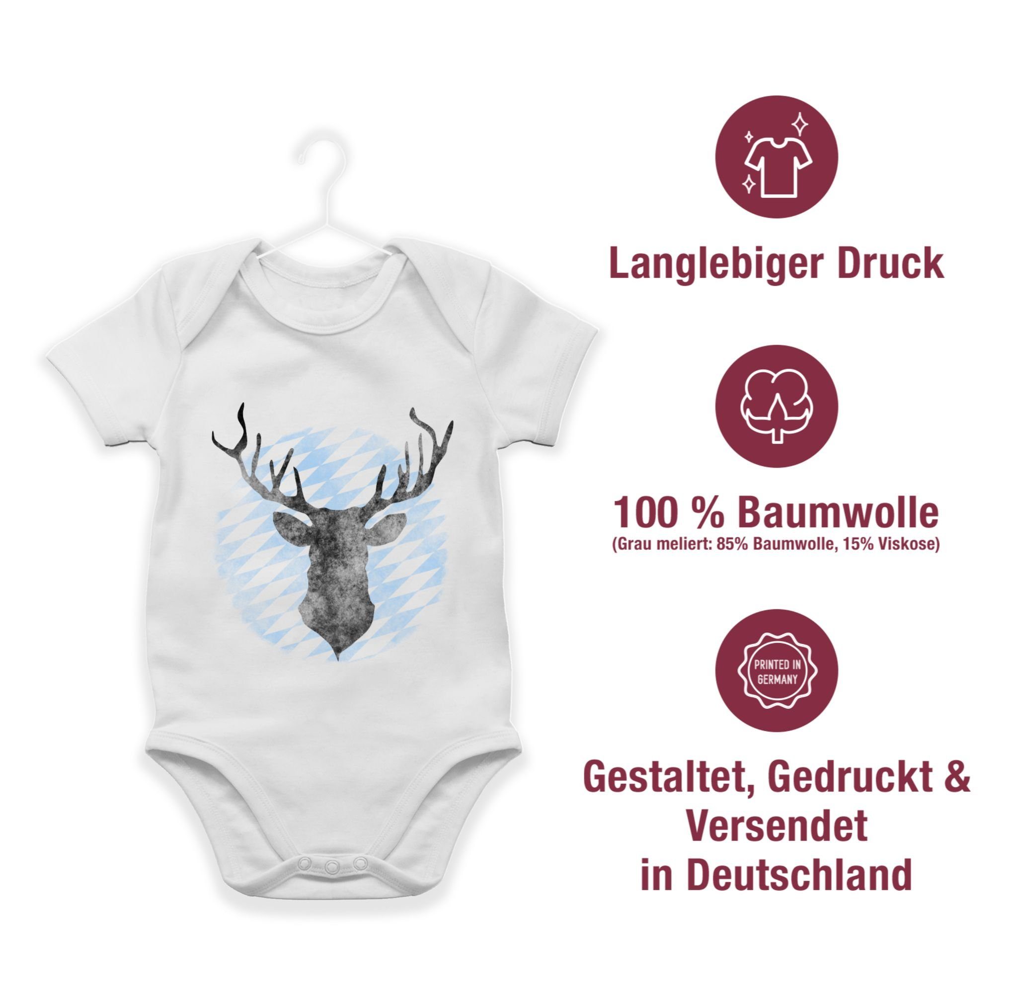 Shirtbody Mode Weiß Oktoberfest Shirtracer Bayern Baby für 1 Hirsch Outfit