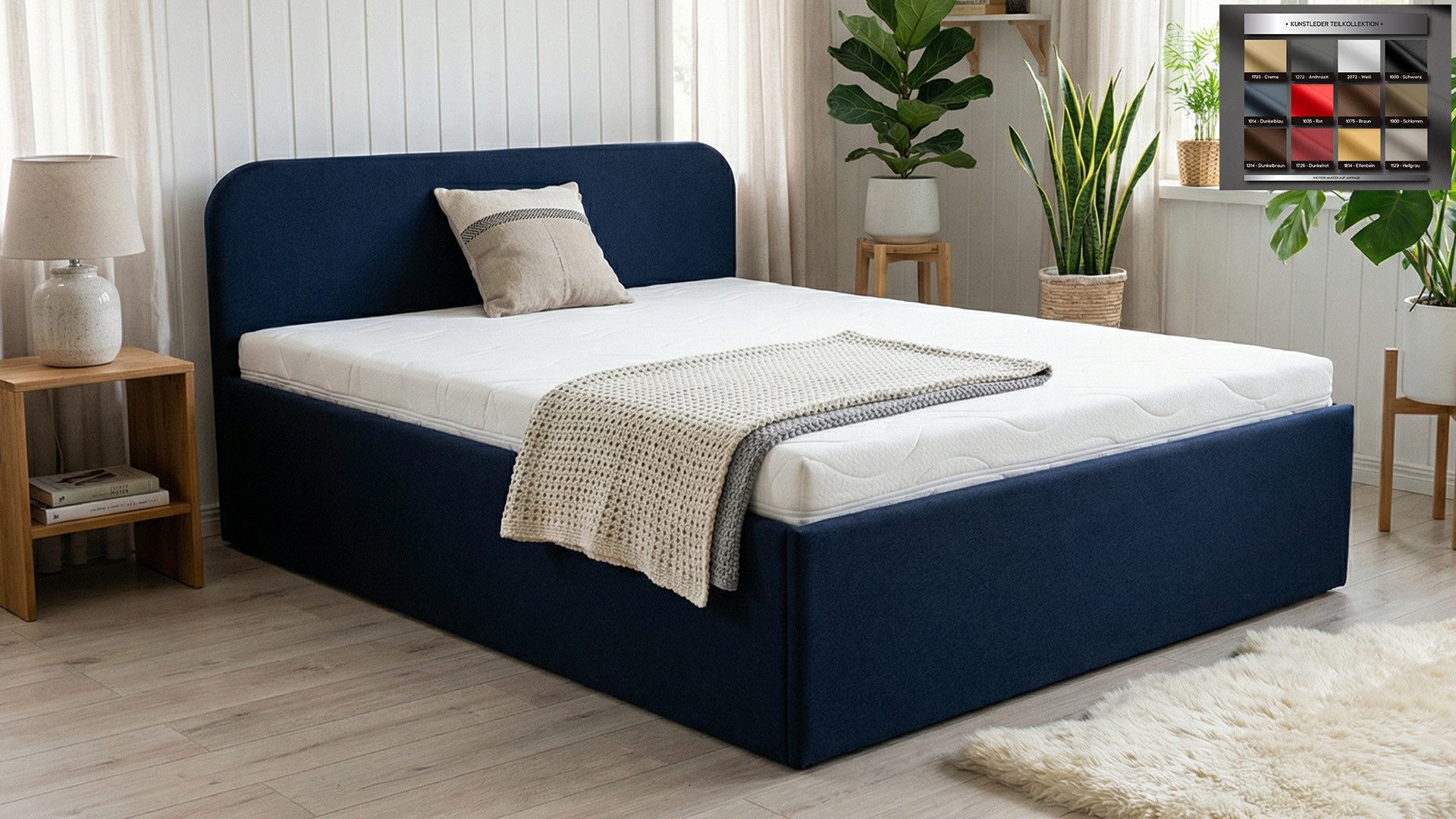 PAARA Polsterbett Senioren 404GK mit Bettkasten Kopfteil verstellbar mit alles Farbwahl (Lattenroste/n)