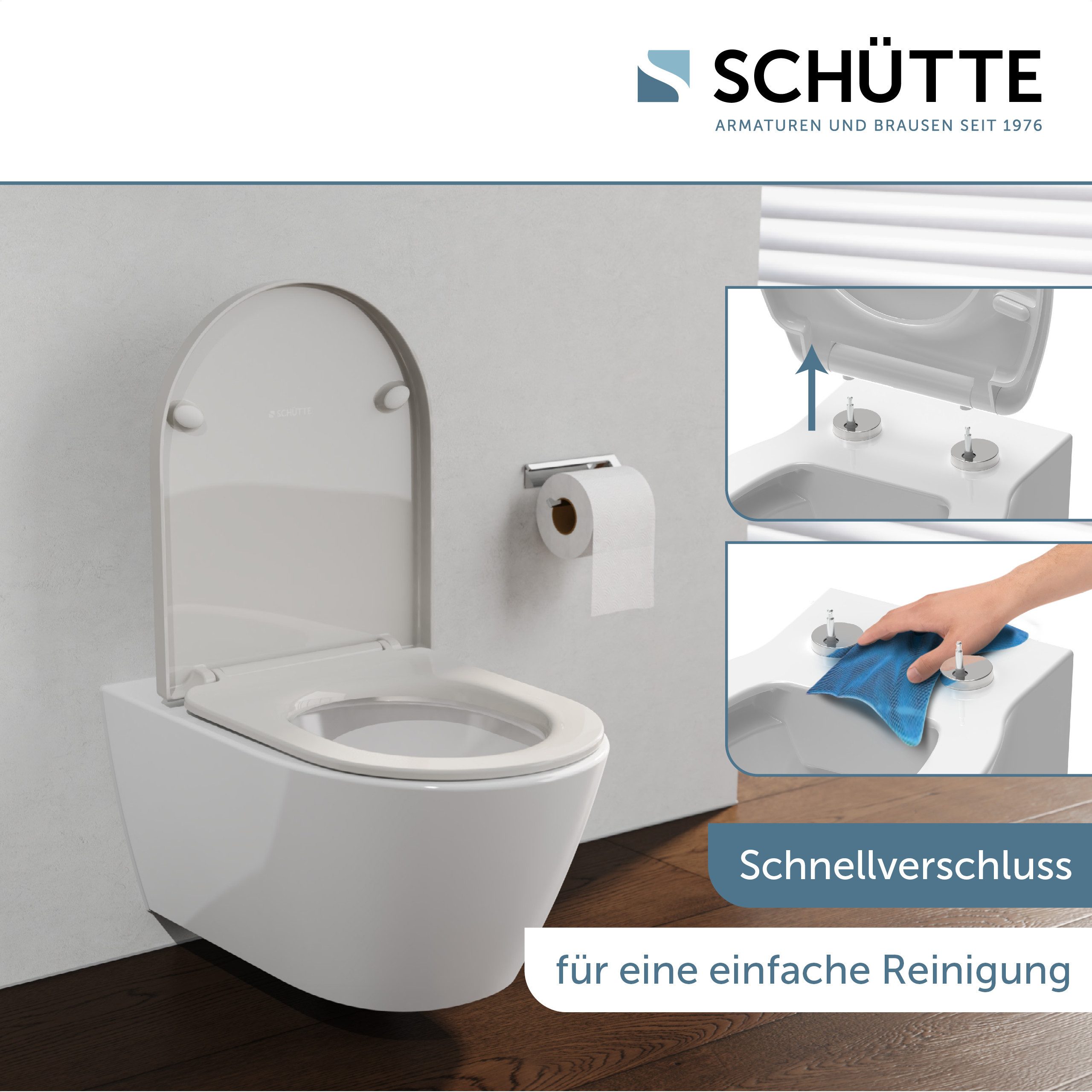 Schütte WC-Sitz WHITE, Duroplast, Absenkautomatik, Schnellverschluss, belastbar bis 150 kg