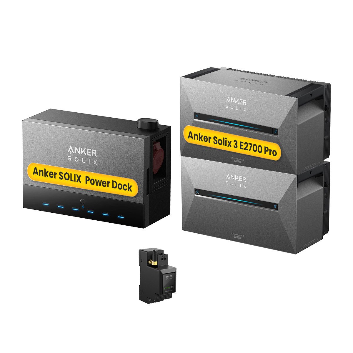 Anker Balkonkraftwerk Anker Power Dock, SOLIXSolarbank 3 E2700 Pro Speicher mit Smart Meter, (Smart Meter im Lieferumfang enthalten), Flexibel erweiterbar – kombiniere bis zu 4 Solarbanks