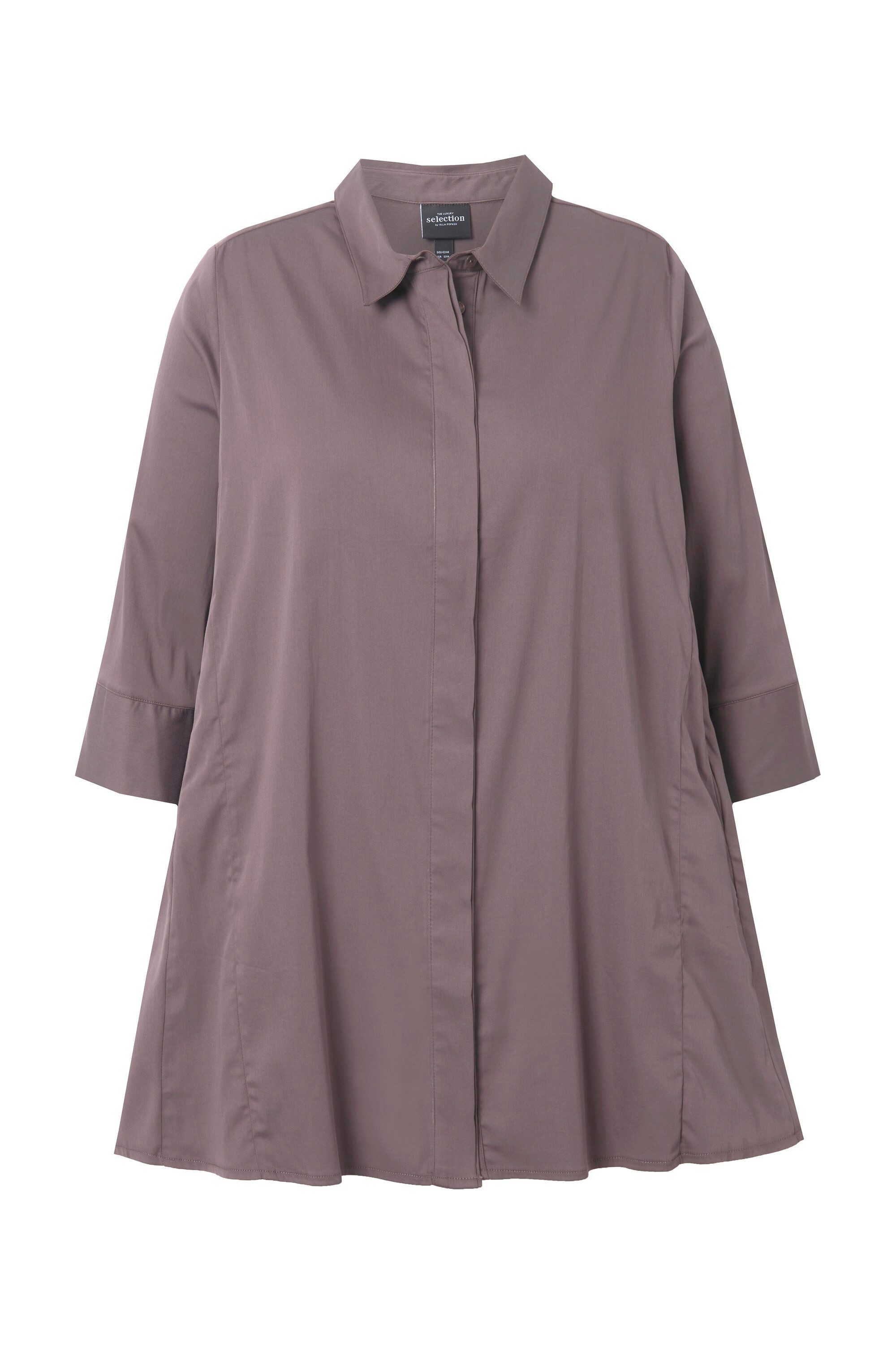 Ulla Popken Hemdbluse Bluse Godet-Einsätze A-Linie günstig online kaufen