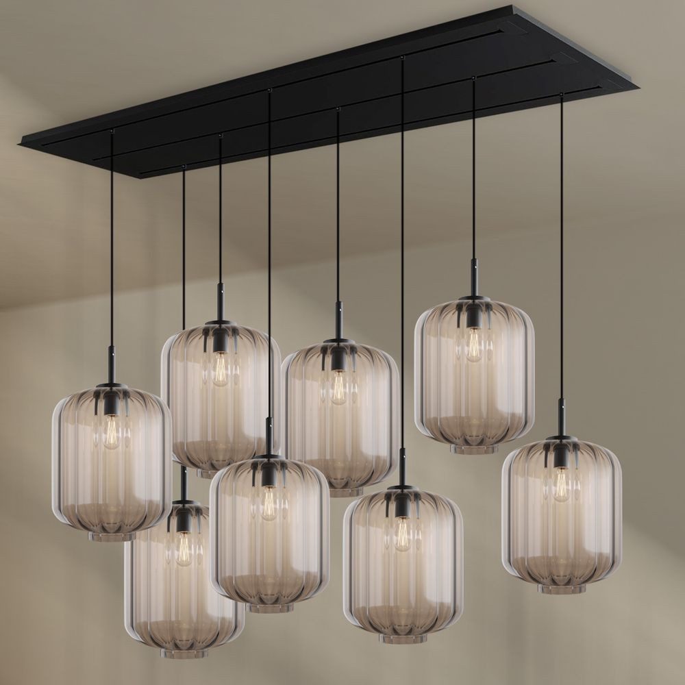 s.luce Pendelleuchte Velo Esstischleuchte 8-flg 200cm 3-reihig Ø 25cm Klar