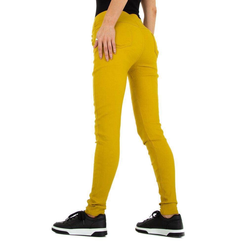 Damen Hosen Ital-Design Röhrenhose Damen Freizeit Thermo Skinny-Hose in Gelb