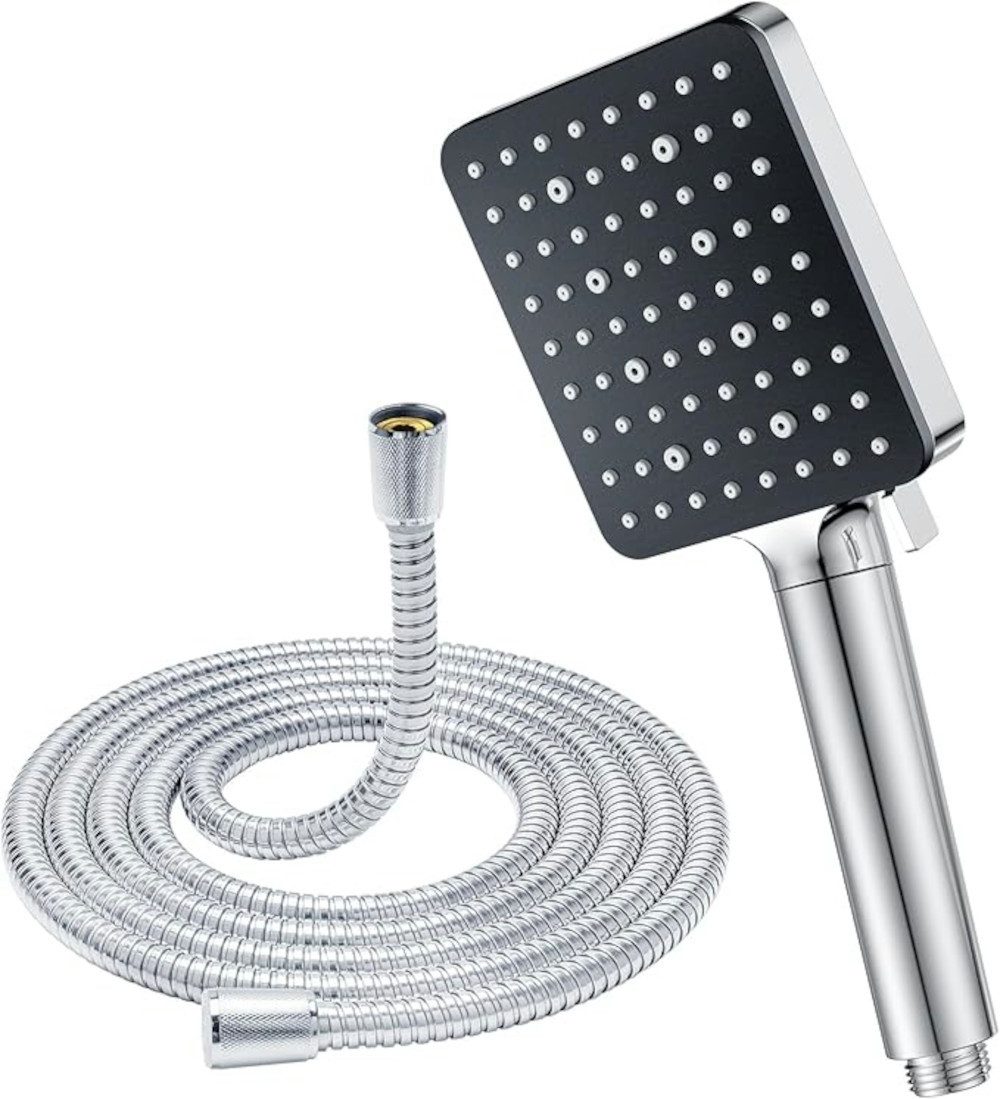 UE Stock Handbrause Universal 6 Modi Handbrause Duschkopf mit150cm Schlauch Silber Schwarz, (2-tlg), ideal für entspannende Duschen