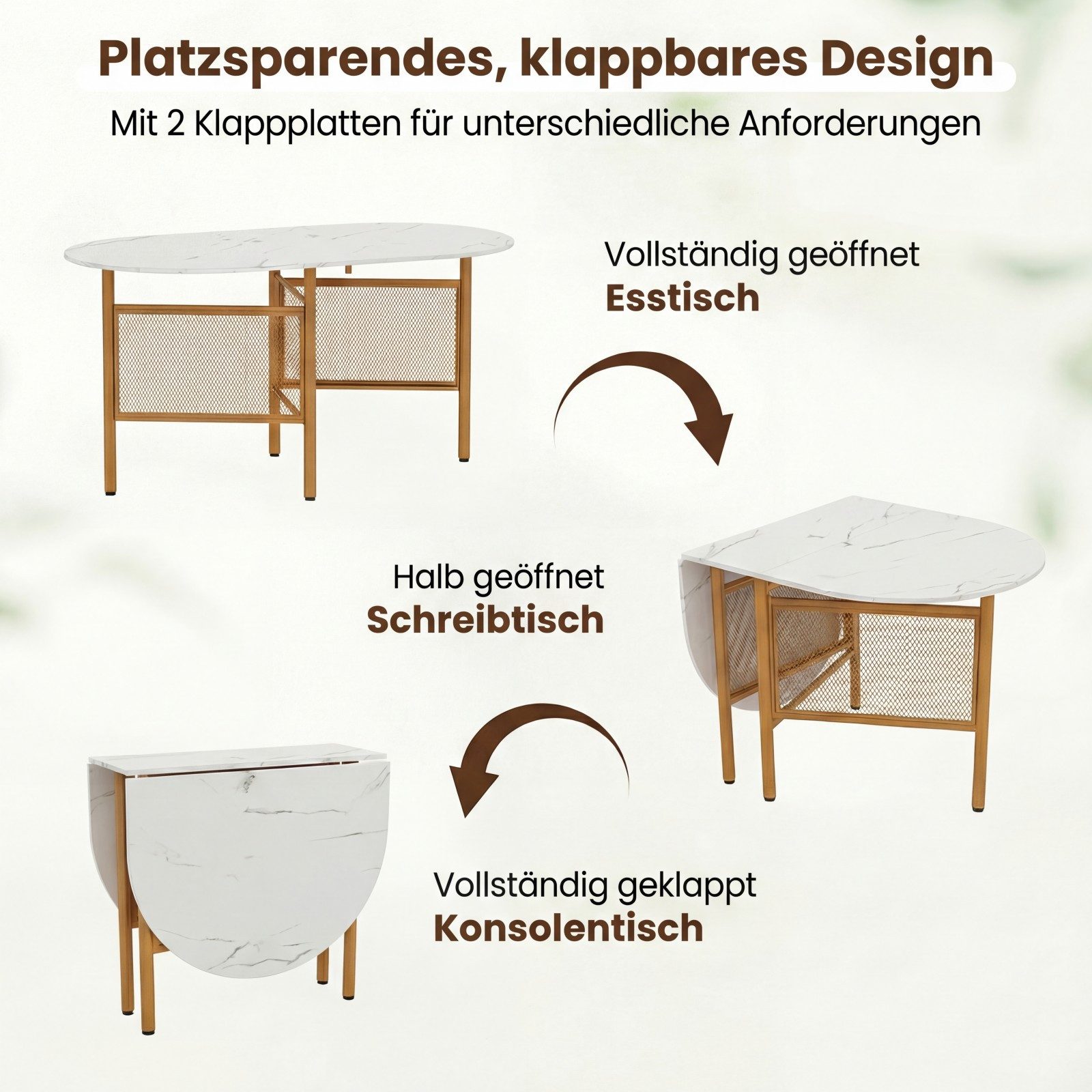 COSTWAY Esstisch, Küchentisch für 6-8 Personen, platzsparender Klapptisch