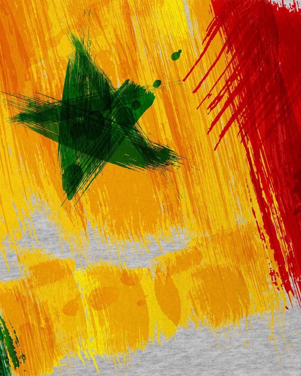 Print-Shirt Sport Senegal Fahne Flagge meliert Herren WM T-Shirt Afrika Fußball grau EM style3