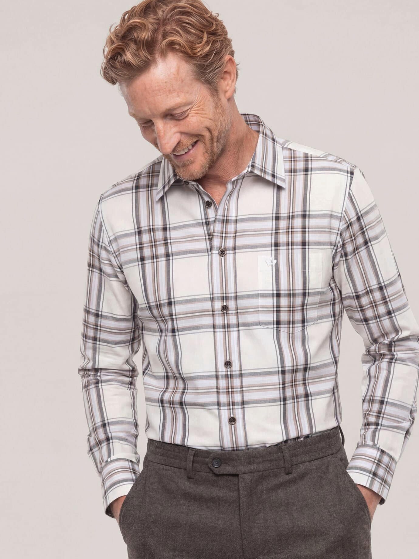 Walbusch Langarmhemd Herren Bügelfreies Hemd mit Kent-Kragen Comfort fit Kentkragen Langarm, klassisch, bügelfrei, atmungsaktiv