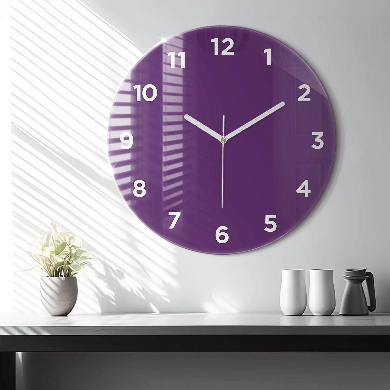 Tulup Wanduhr Modernistische Runde Glasuhr 60cm Uhr aus Gehärtetem Glas