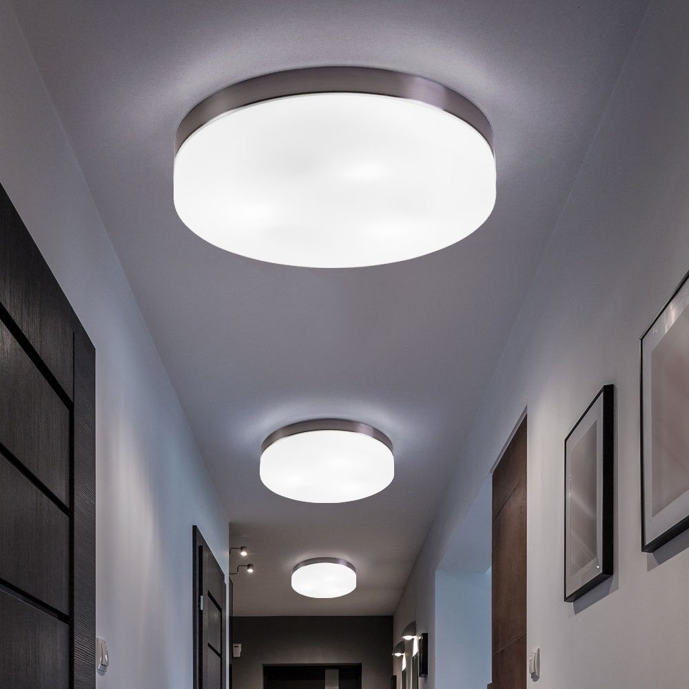 etc-shop LED Deckenleuchte, Decke weiß 3-Flammig Glas Deckenleuchte Wohnzimmerlampe inklusive, Warmweiß, Leuchtmittel