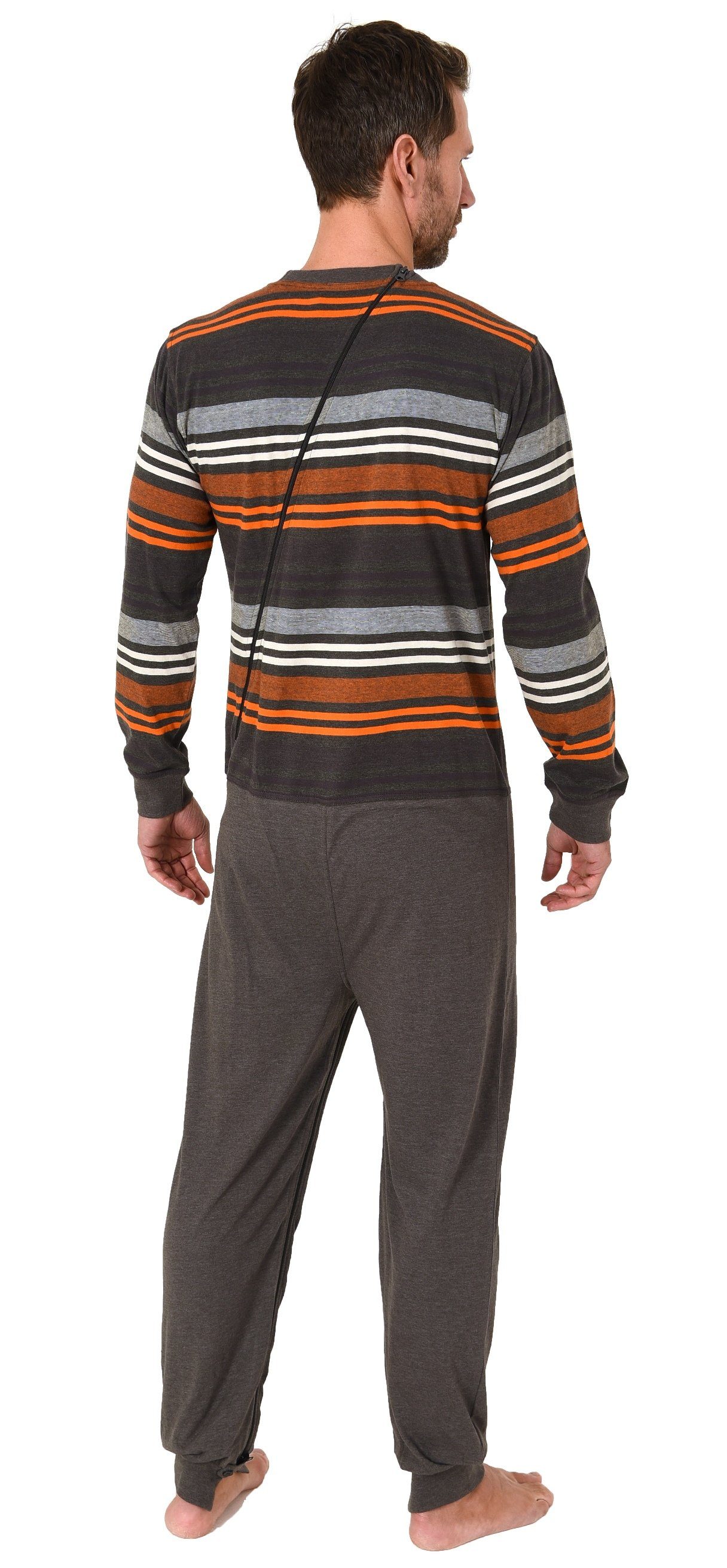 Normann Care Pyjama Herren Pflegeoverall langarm mit Reissverschluss am Rüc günstig online kaufen