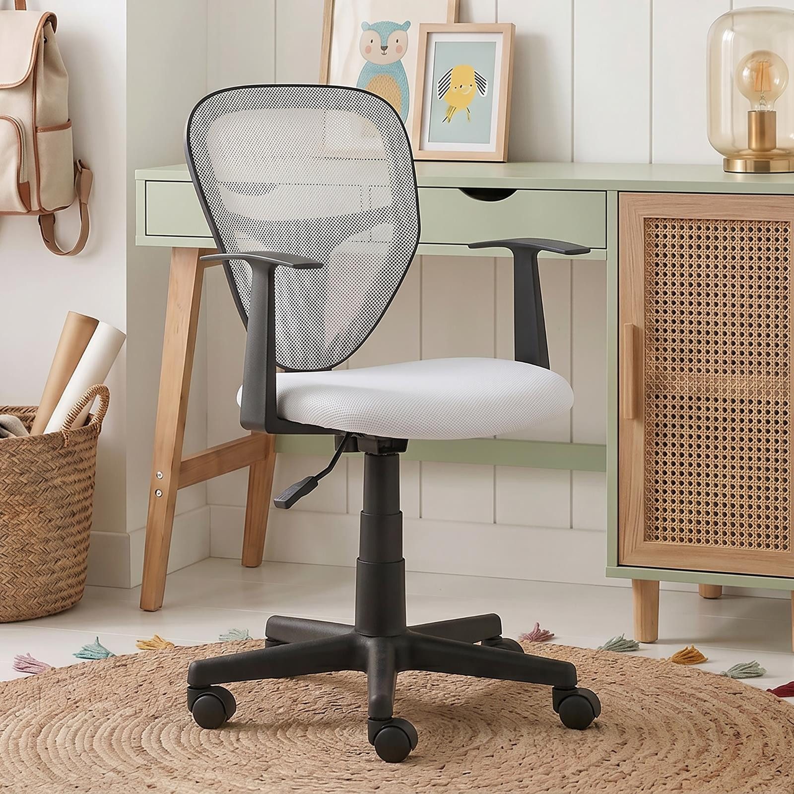 IDIMEX Schreibtischstuhl STUDIO, für Kinder, ergonomisch geformt, höhenverstellbar mit Armlehnen Weiß