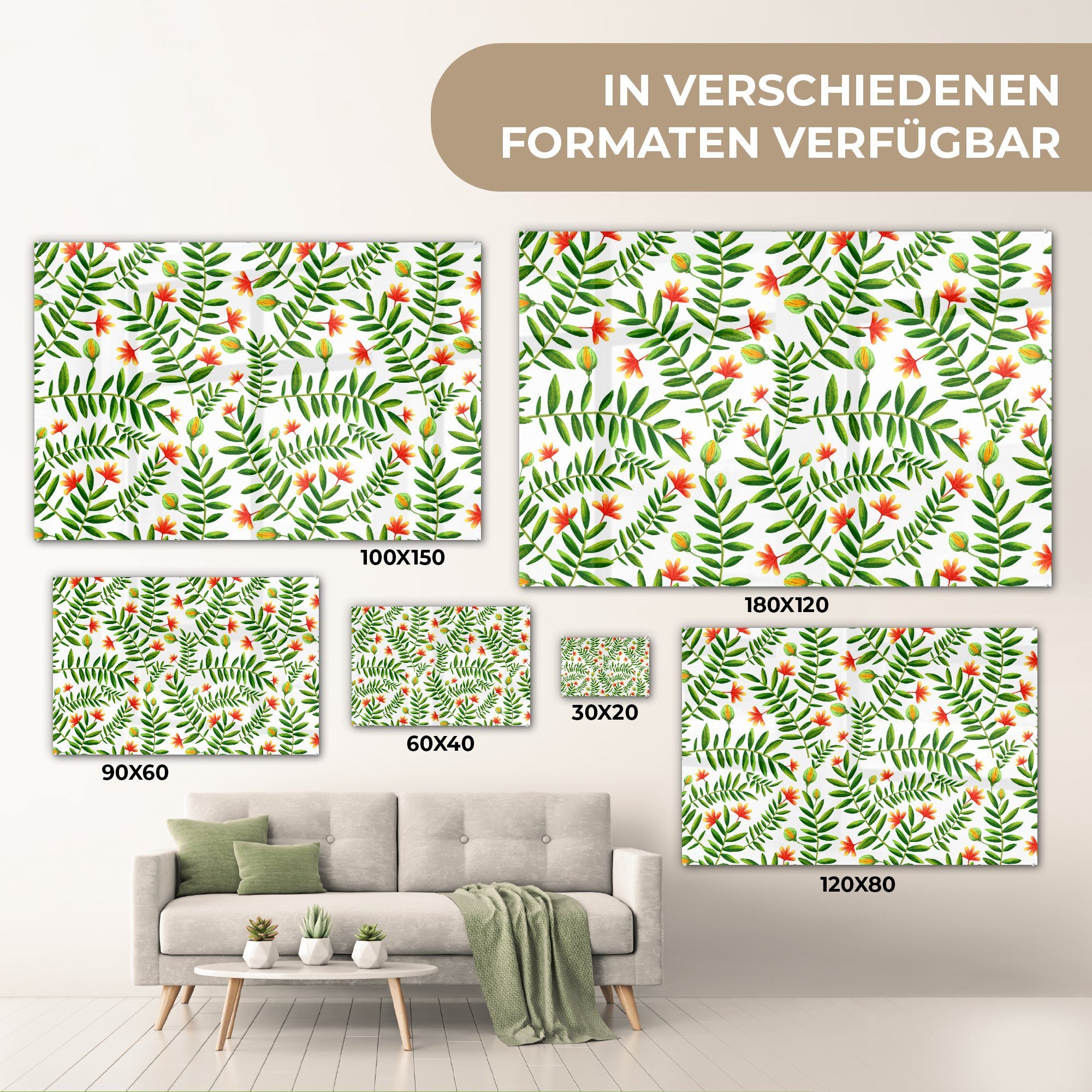 MuchoWow Acrylglasbild Dschungel - Blätter St), Acrylglasbilder (1 Schlafzimmer Flora, - & Wohnzimmer