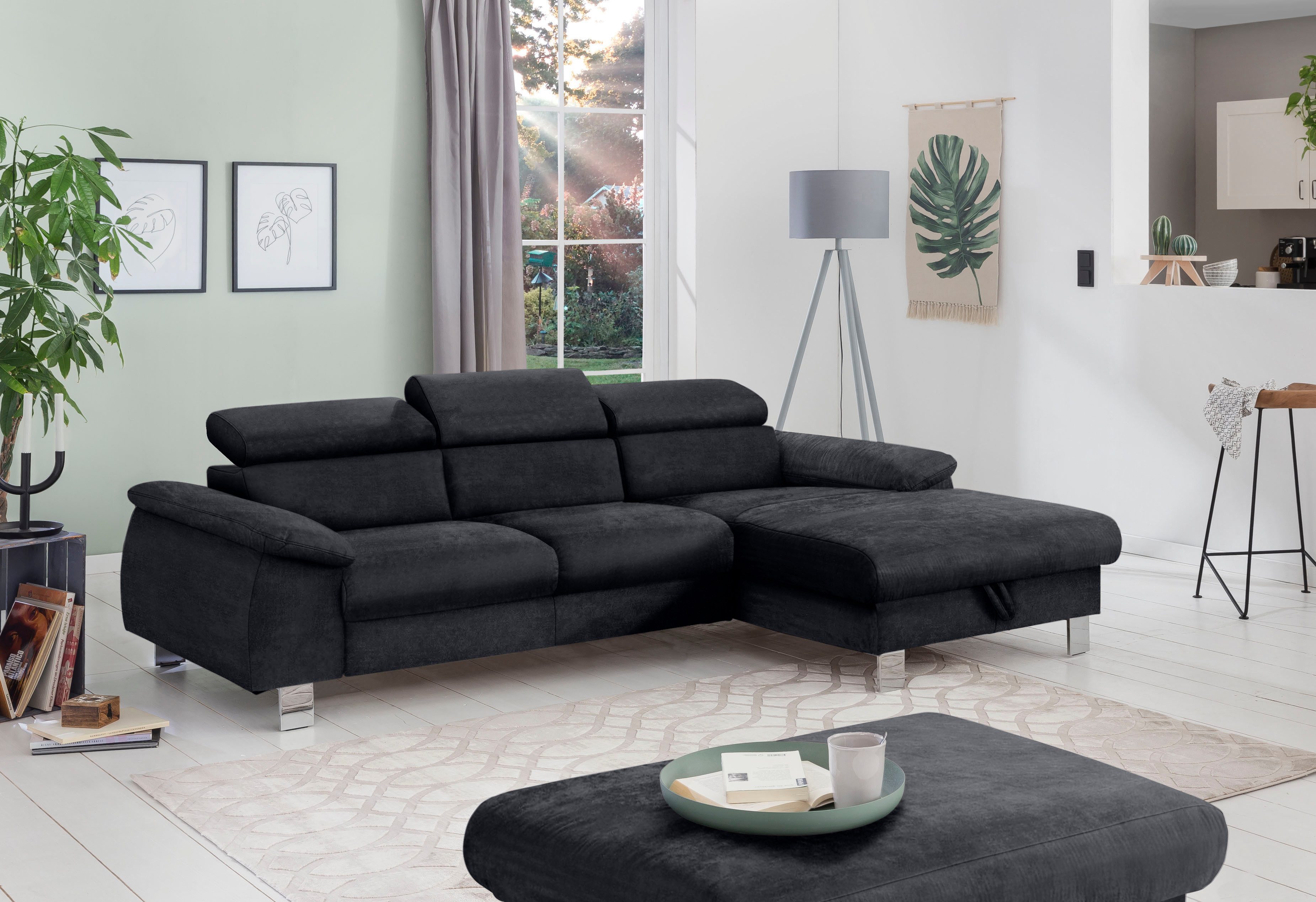 COTTA Ecksofa Komaris L-Form, B: 244 cm, mit Kopfteilverstellung, optional Schlaffunktion, Bettkasten & Licht