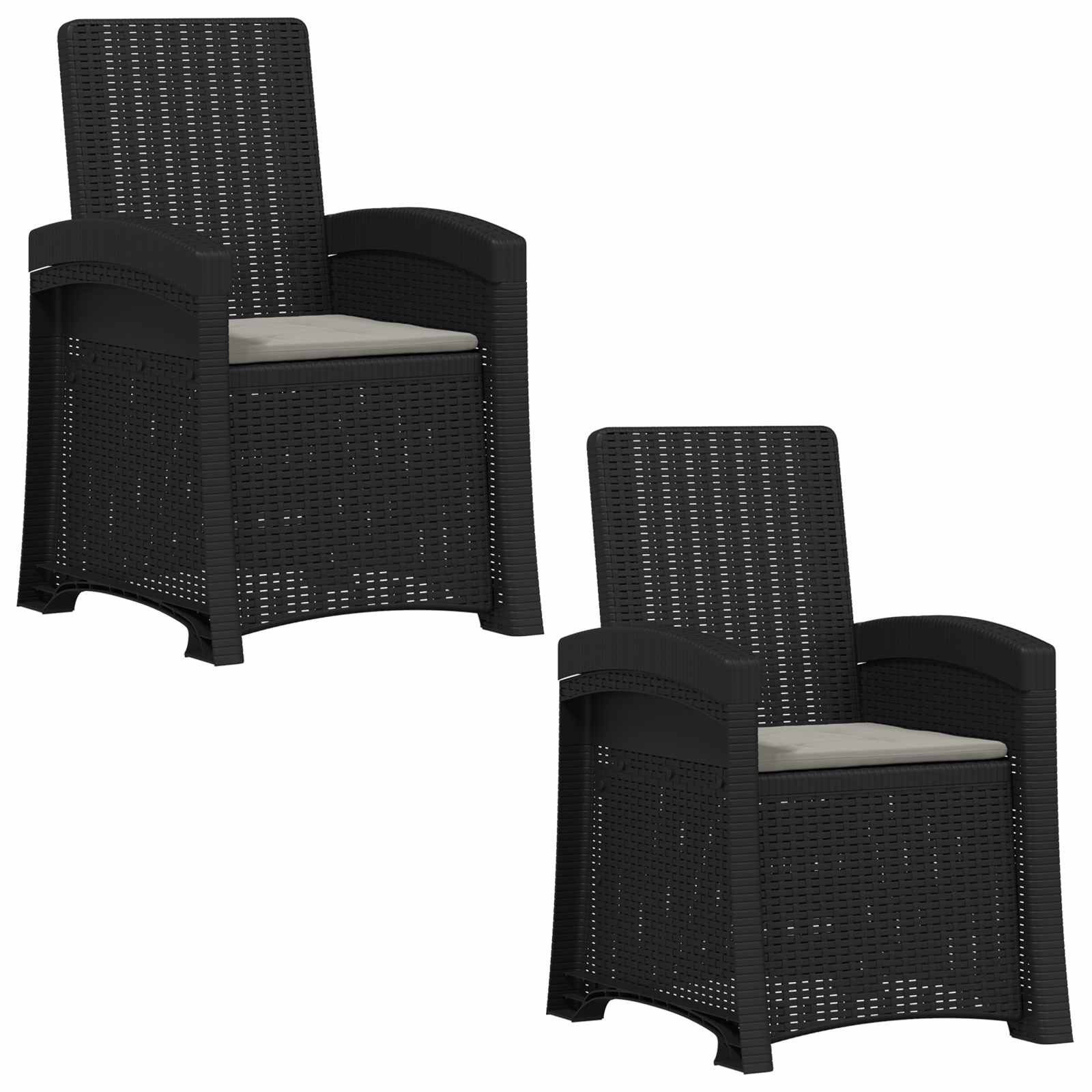 vidaXL Gartenstuhl Liegesessel Garten Rattan-Optik 2 Stk. Anthrazit und Hellgrau (2 St)