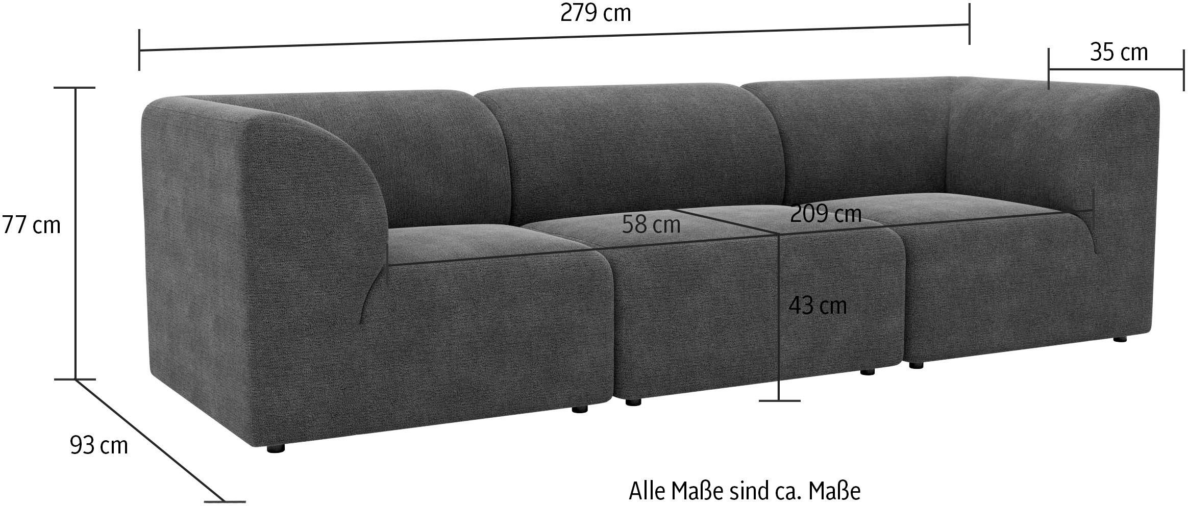3-Sitzer Sofa, Home Gercke LeGer Lena Komfortschaum-Polsterung in modulares Floria, trendigen Farben, mit by