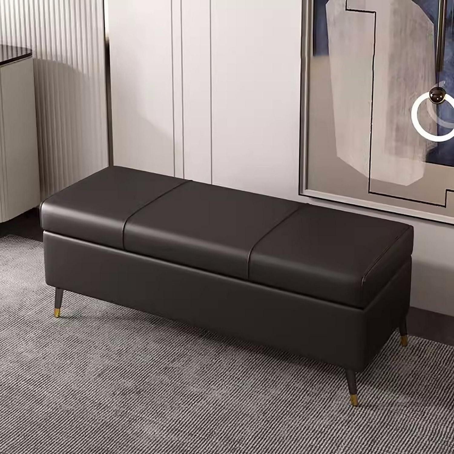 LuxusKollektion Truhenbank Truhe Bank mit Stauraum Schwarz 120cm (1-St)