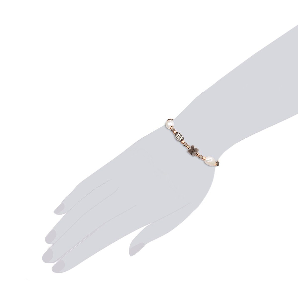 Lulu & Jane Perlenarmband roségold, mit Zirkonia