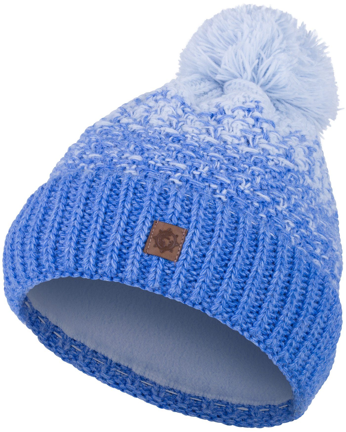 compagno Bommelmütze (1-St) Kindermütze Wintermütze Strickmütze hellblau Mädchen Beanie Jungen Bommelmütze