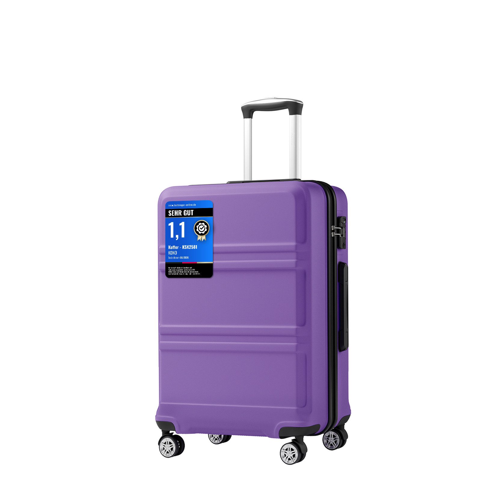 KONO Hartschalen-Trolley mit TSA-Schloss - Reisekoffer und Rollkoffer in einem