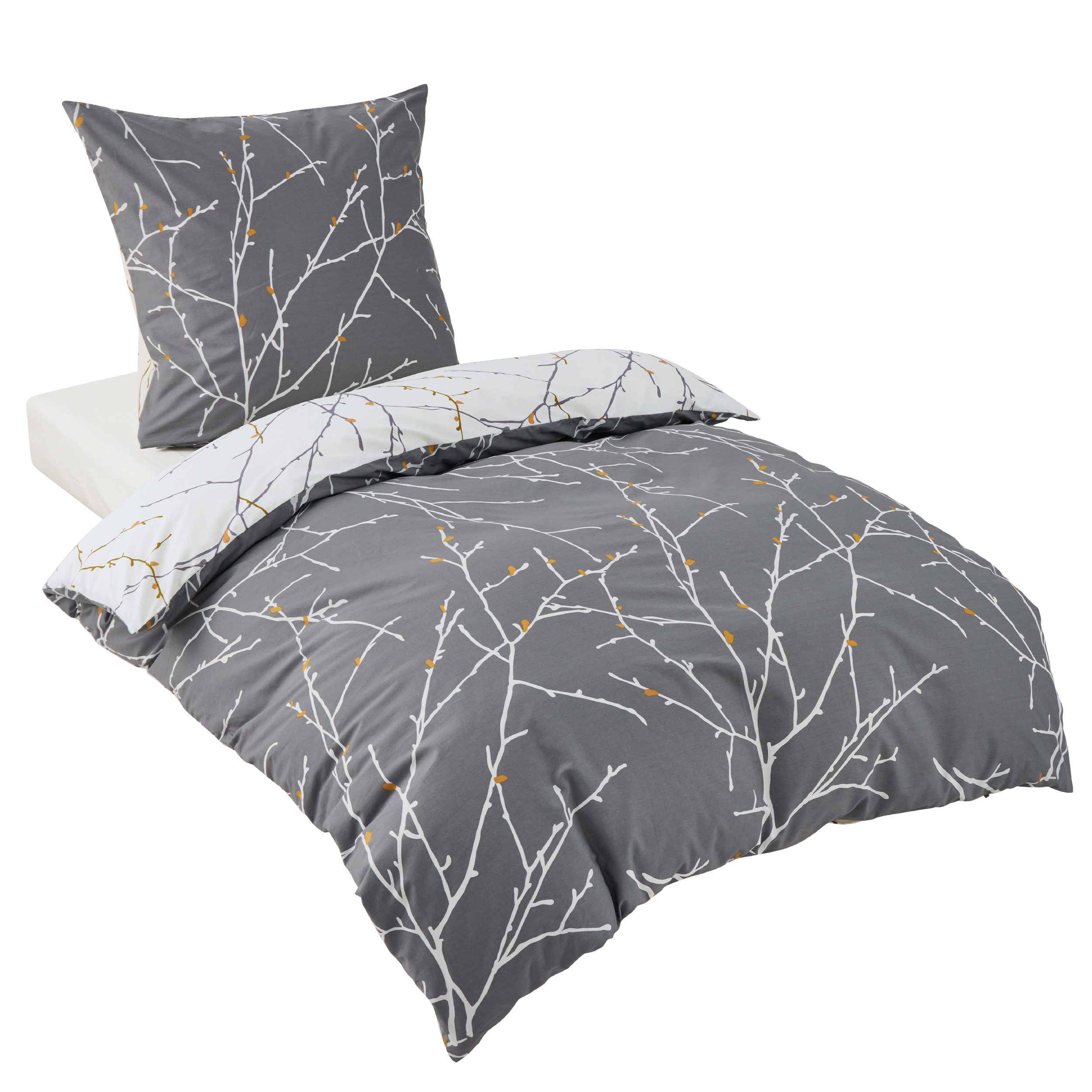 BEDSURE Wendebettwäsche mit Zweige-Design und Reißverschluss, günstig online kaufen