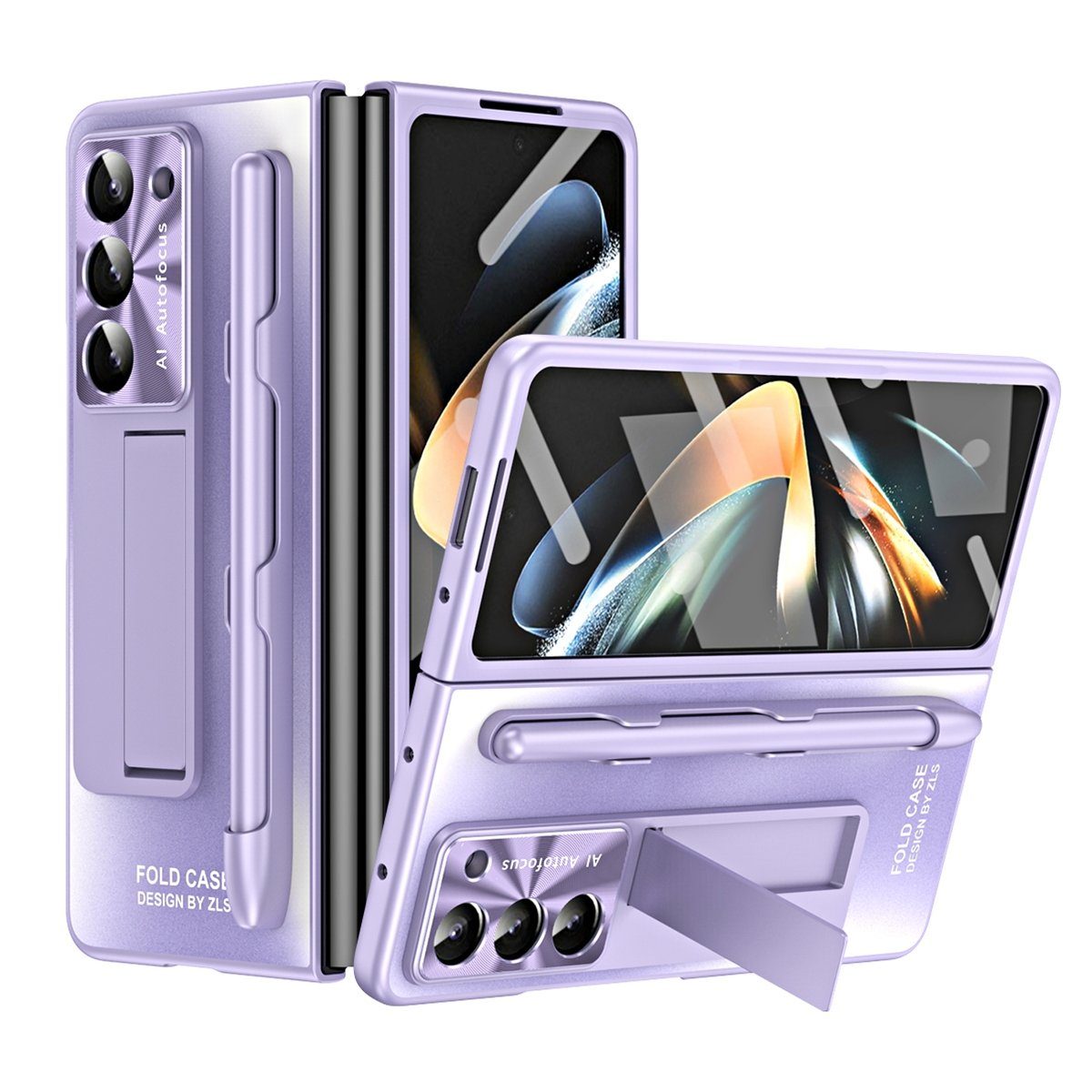 Wigento Handyhülle Für Samsung Galaxy Z Fold5 5G Hülle mit Stand- Stifthalterung u. Stift