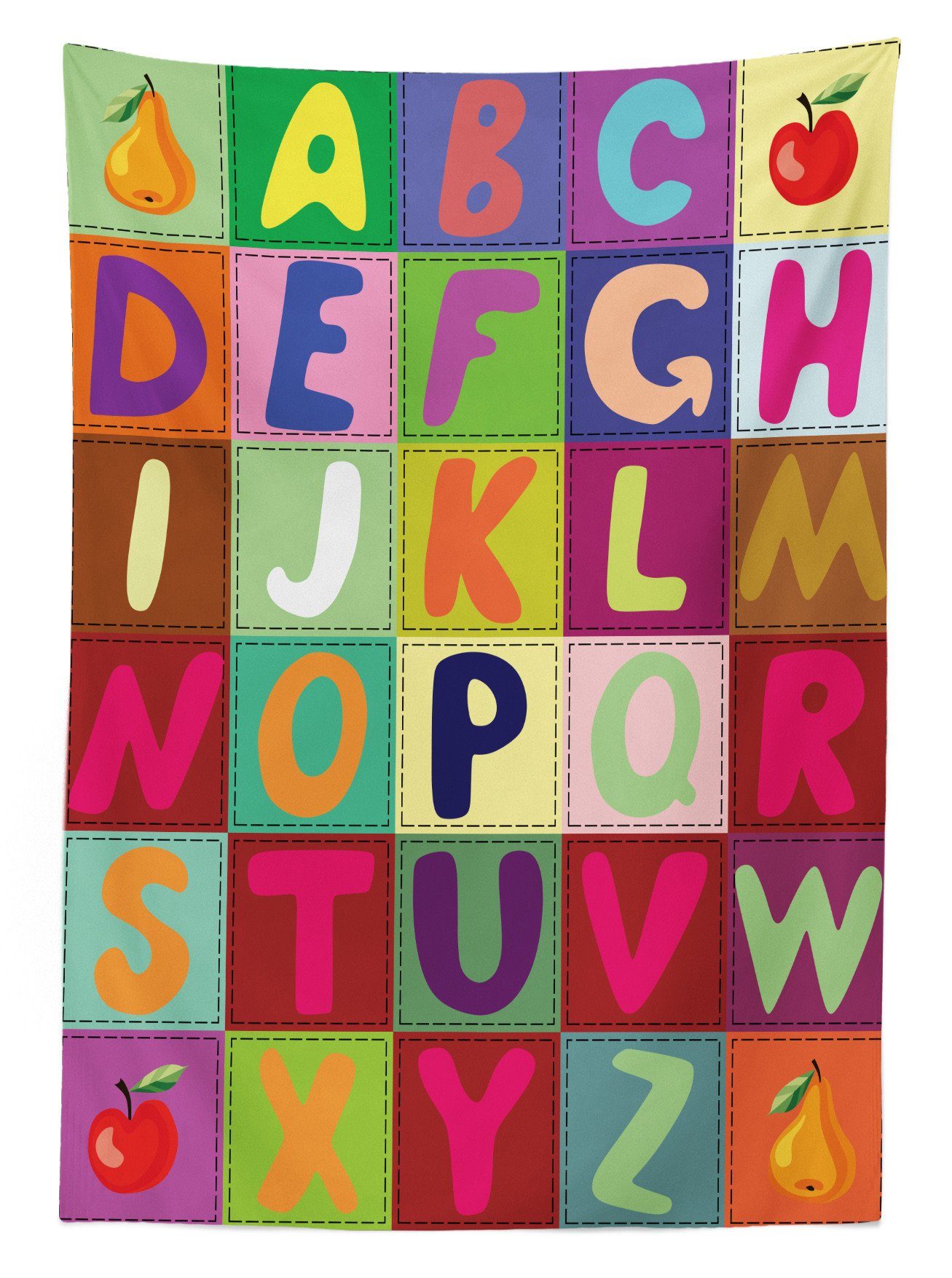 Abakuhaus Tischdecke Farbfest Waschbar Für Farben, Außen Alphabet geeignet Klare Bereich Obst den und ABC Squares