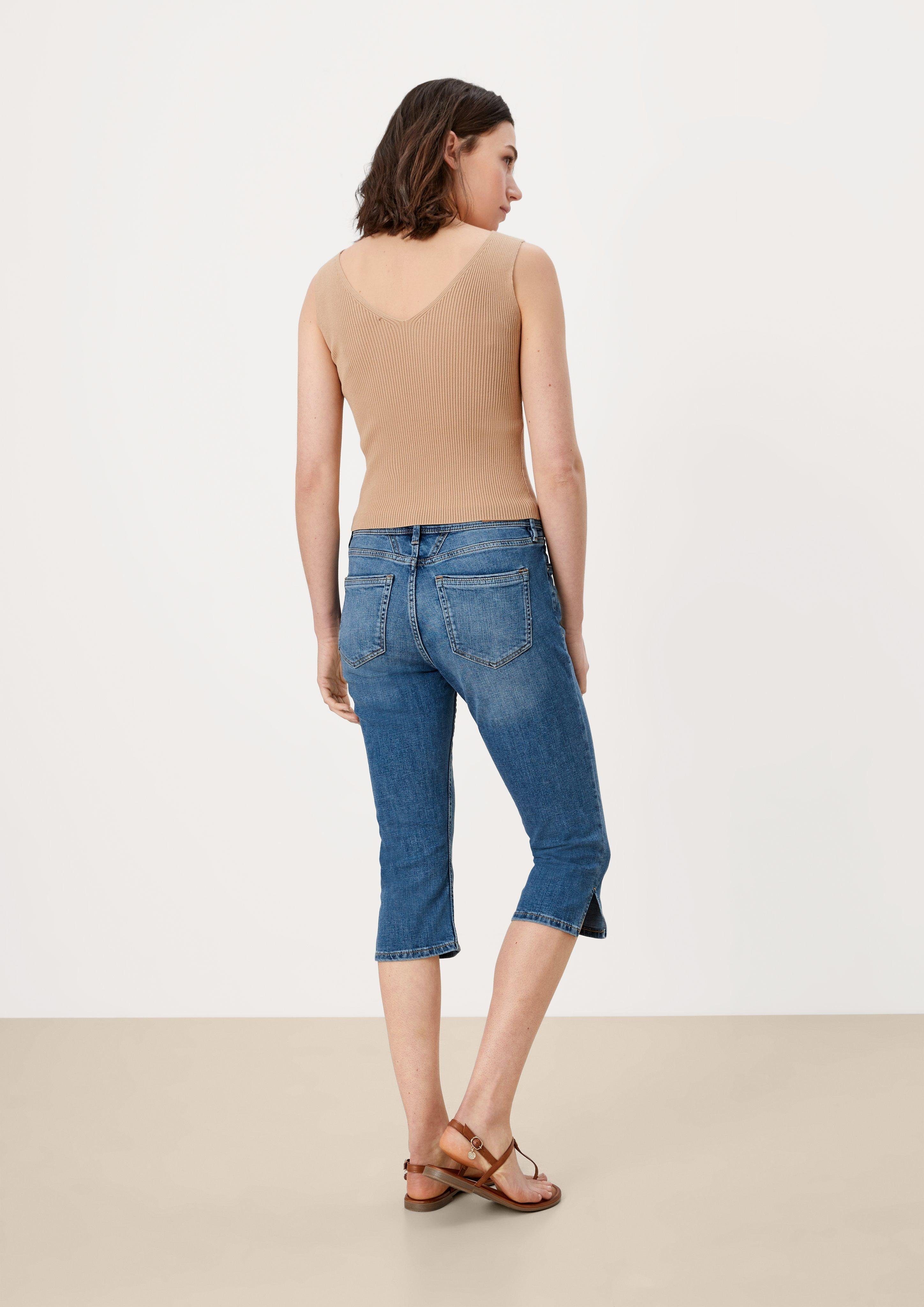 7/8-Jeans s.Oliver blue Waschung, Leder-Patch