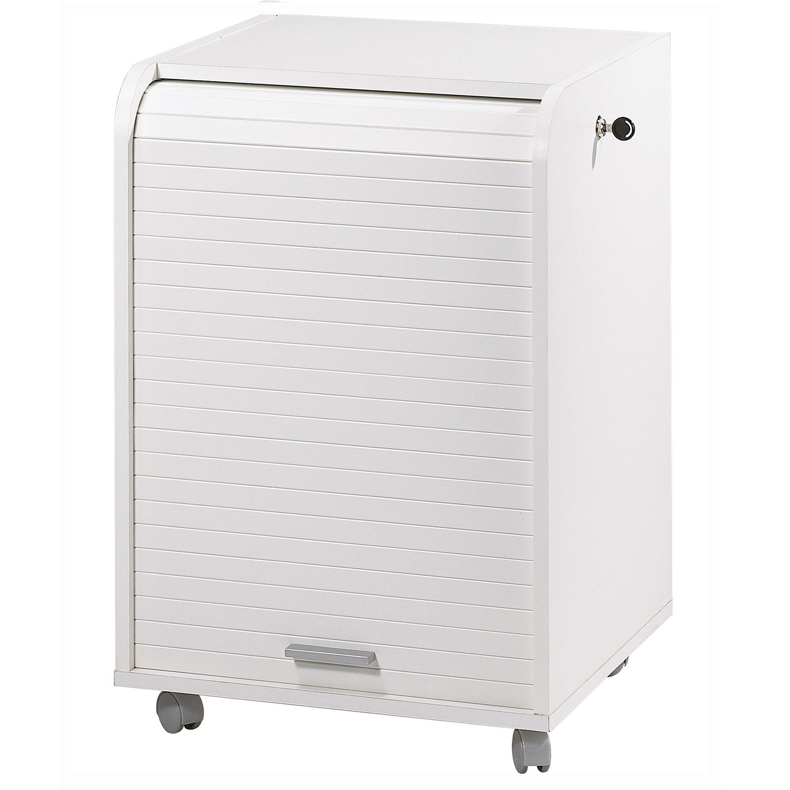 SIMMOB Rollladenschrank Mobiler Büro Aktenschrank, Weiß, abschließbar, 69x47x47 cm