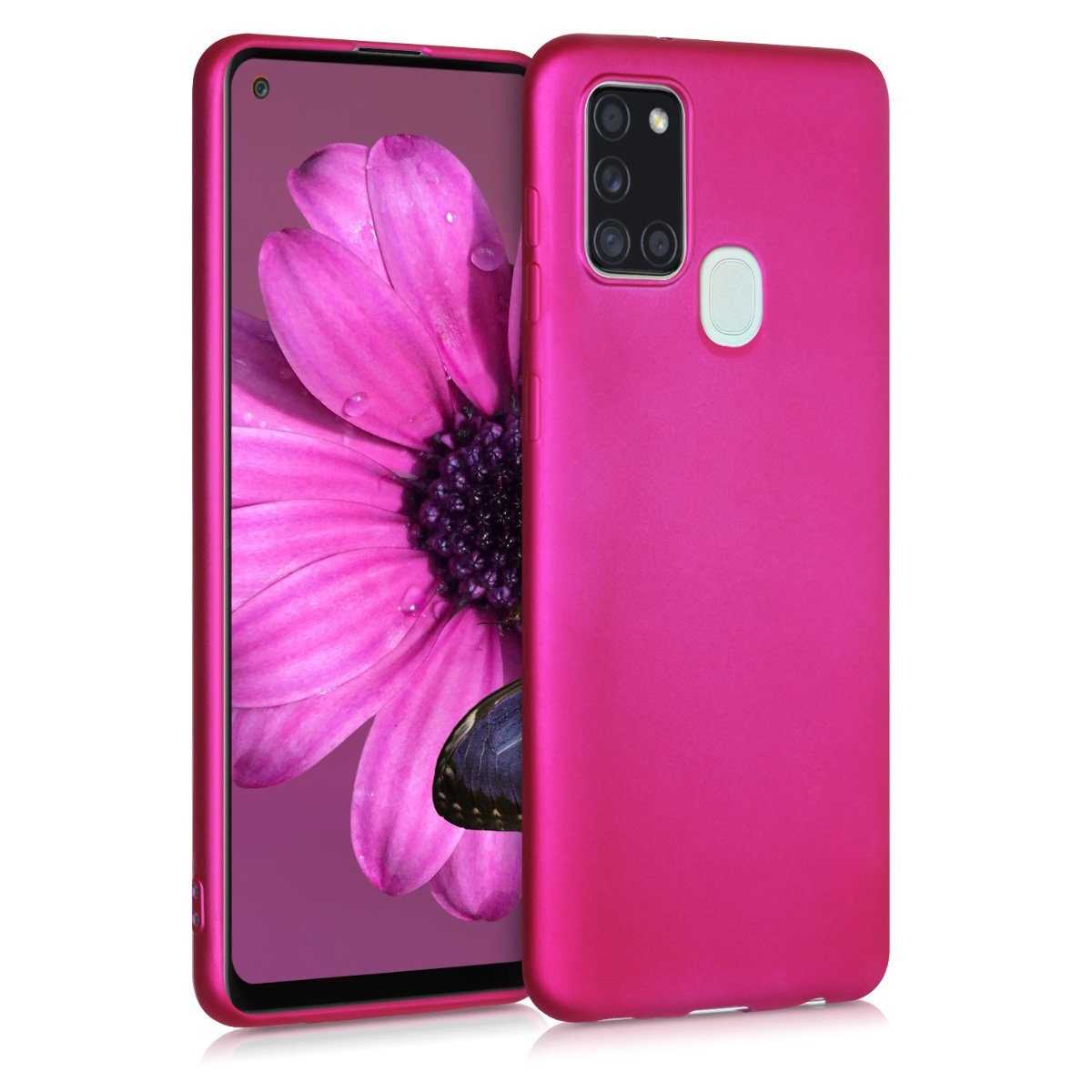 kwmobile Handyhülle Case für Samsung Galaxy A21s, Hülle Silikon metallisch schimmernd - Handyhülle Cover