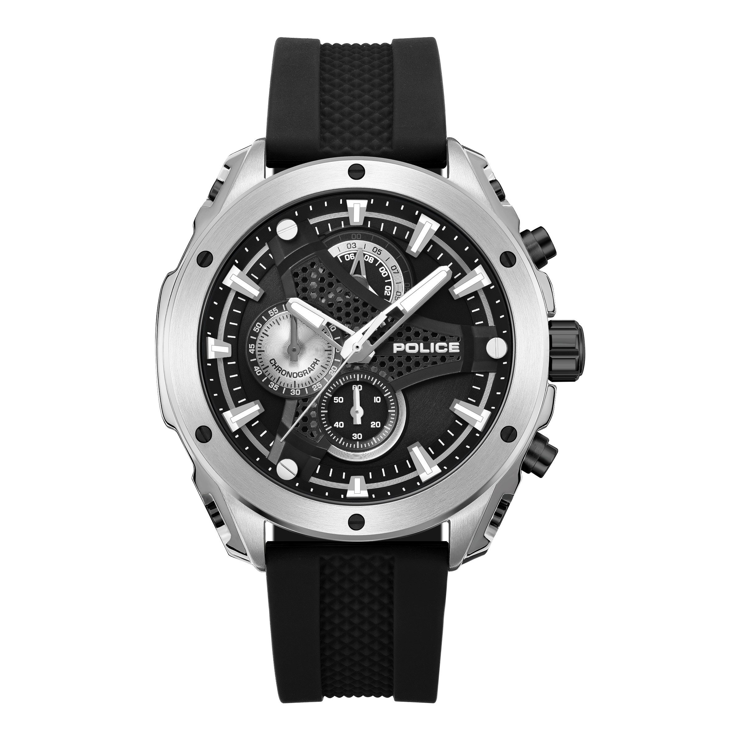 Police Chronograph Wyvern PEWGO0093001, Quarzuhr, Armbanduhr, Herrenuhr, Silikonarmband, analog, Stoppfunktion