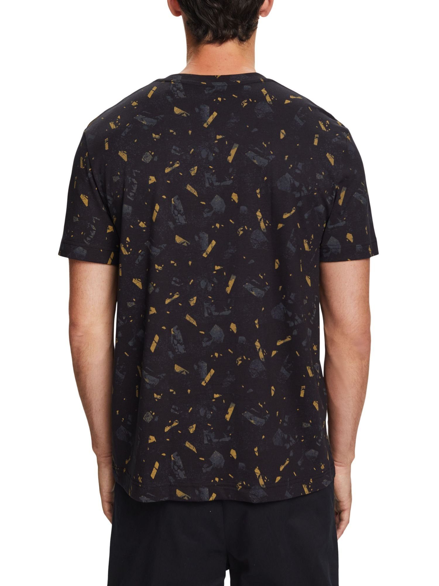 Esprit T-Shirt Baumwoll-T-Shirt (1-tlg) BLACK mit Allover-Print
