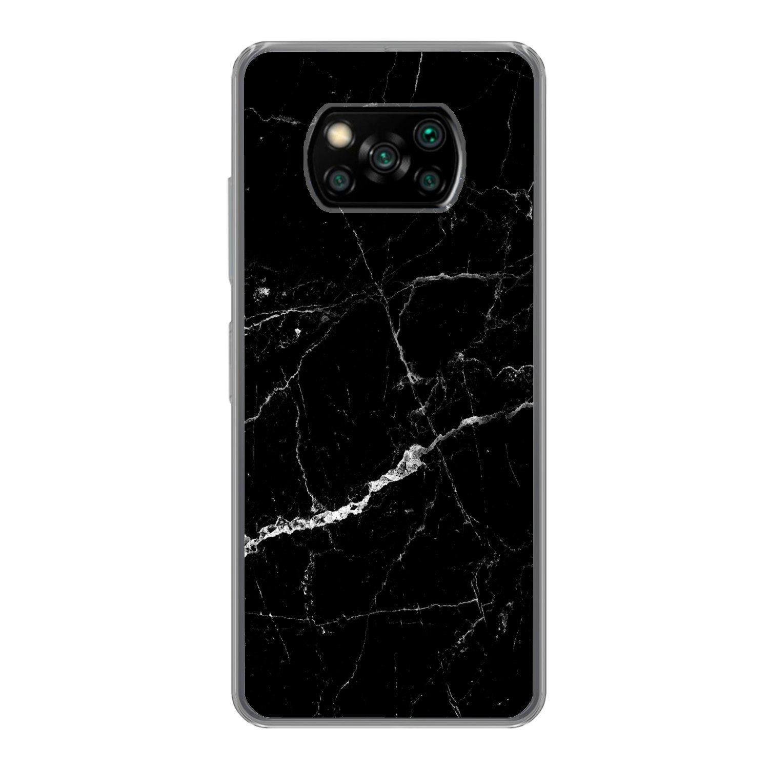 MuchoWow Handyhülle für Xiaomi Poco X3 Pro Marmoroptik - Schwarz - Luxus, Phone Case, Silikon, Schutzhülle Dünn