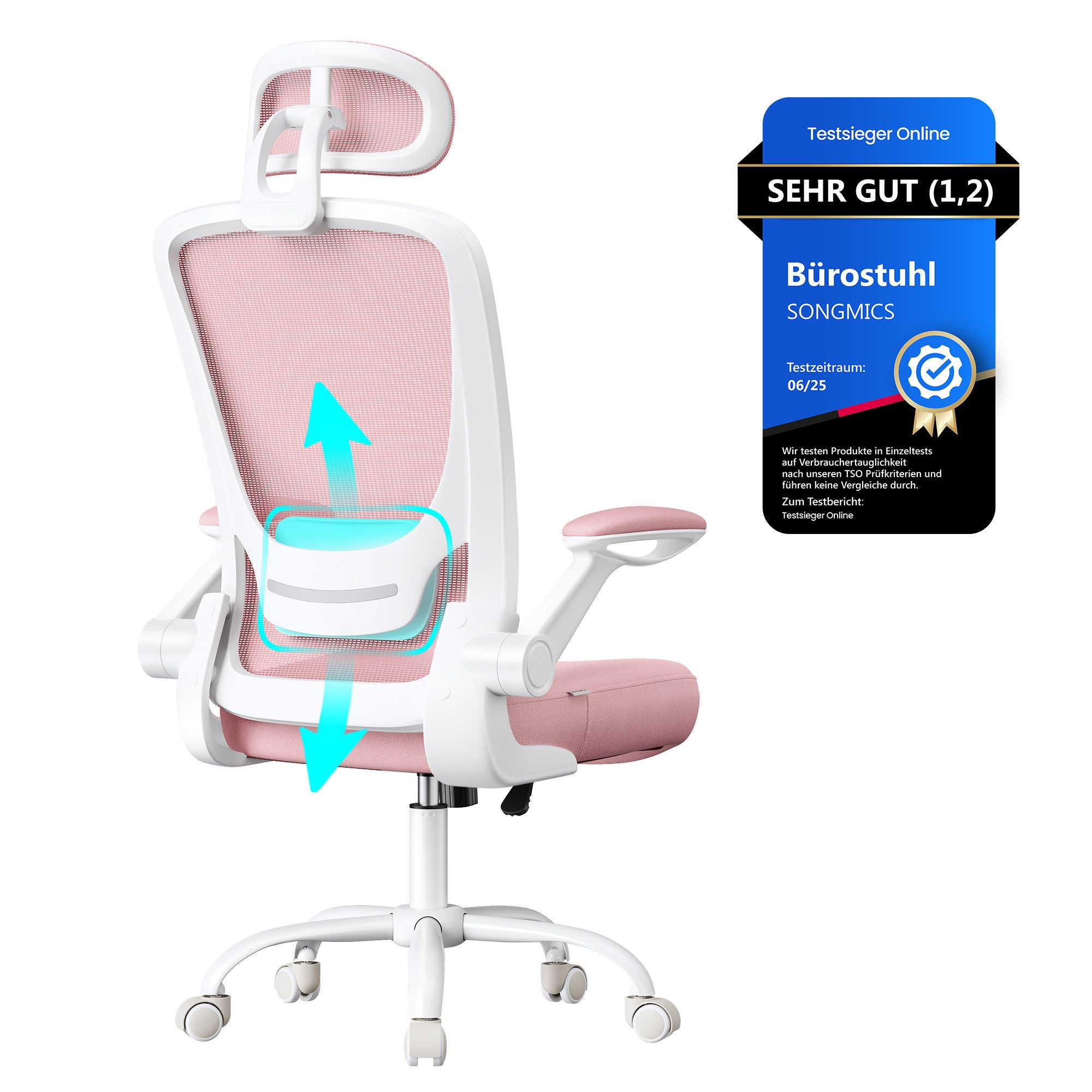 SONGMICS Bürostuhl, ergonomisch, Drehstuhl mit Mesh, Wippfunktion, klappbar günstig online kaufen