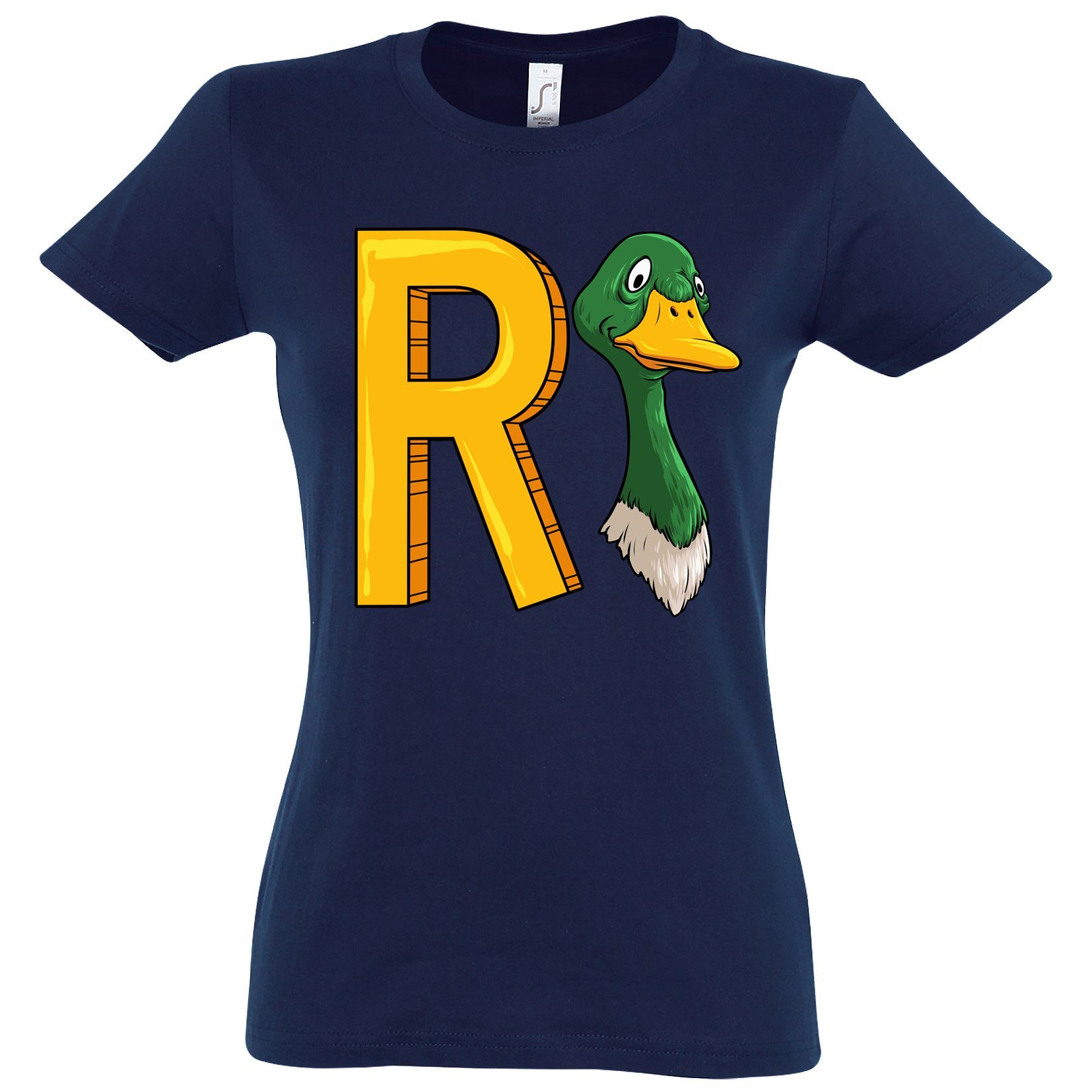 Ente T-Shirt Rente Print Rentner Navy Spruch Aufdruck Youth T-Shirt Damen mit lustigem Designz