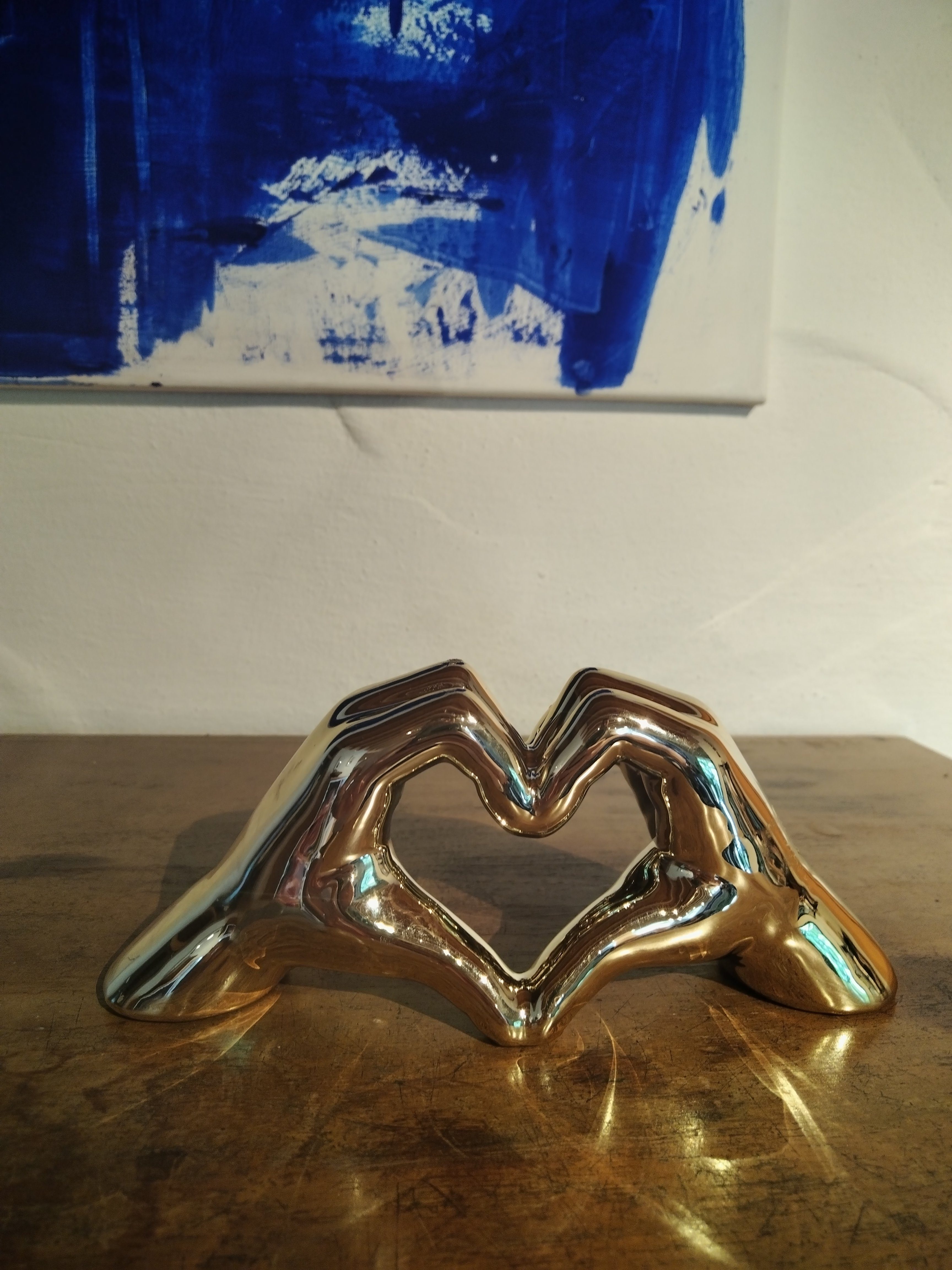 GlasArt Dekofigur Deko Skulptur Figuren Hand Herz Wohnzimmer Fensterbank Ke günstig online kaufen