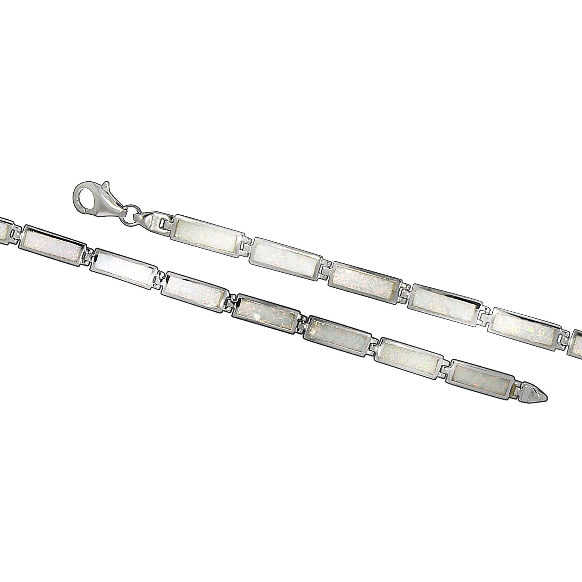 Vivance Armband 925/- Sterling Silber Opal weiß, Anlaufgeschützt durch  Rhodiumveredelung