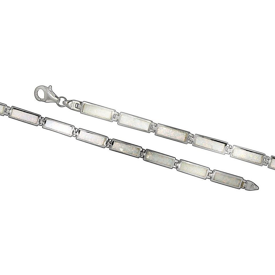 Vivance Armband 925/- Sterling Silber Opal weiß, Anlaufgeschützt durch  Rhodiumveredelung
