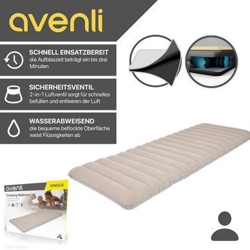 Avenli Luftbett Campingbett aufblasbar 183x71x12 cm, (Luftmatratze für 1 Person), Gästebett mit beflockter Oberfläche