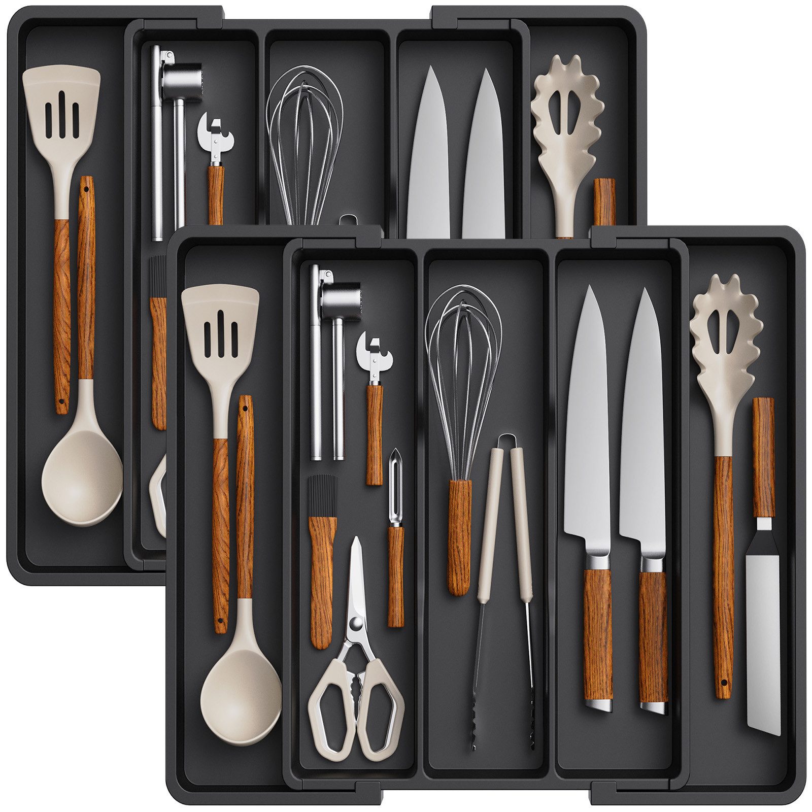 Lifewit Besteckeinsatz Verstellbarer Küchen Besteckeinsatz,erweiterbar bis 45 cm, Tiefe 35 cm (Set, 2 St., 1 x Besteckkasten), Einstellbar