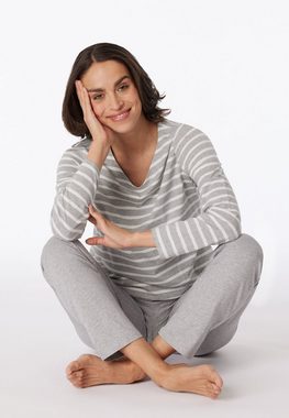 Schiesser Pyjama "Casual Essentials" (2 tlg) mit Streifen und V-Ausschnitt