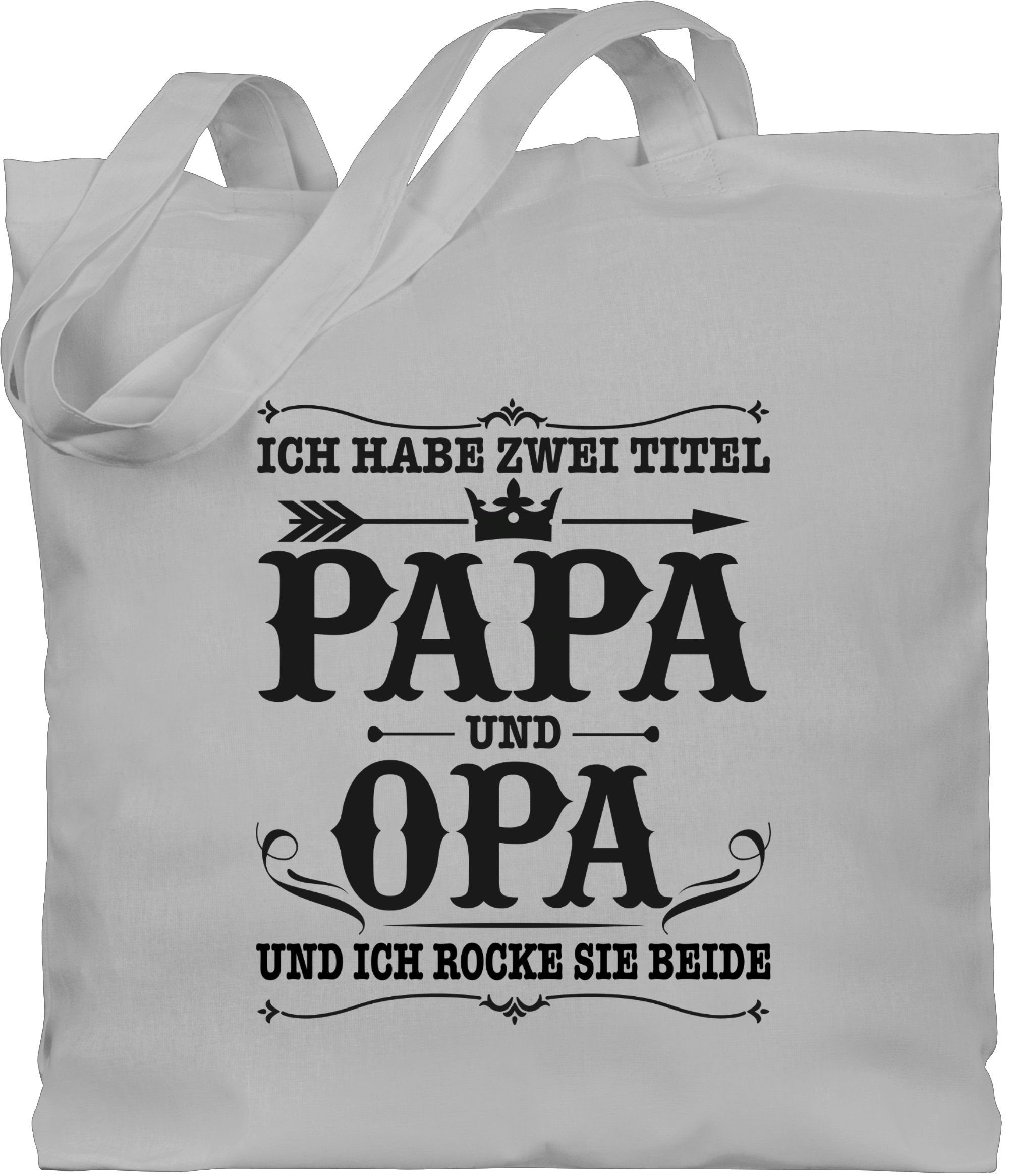 Ich Shirtracer Vatertag habe Umhängetasche zwei Geschenk Titel Papa Hellgrau 1 und Opa,