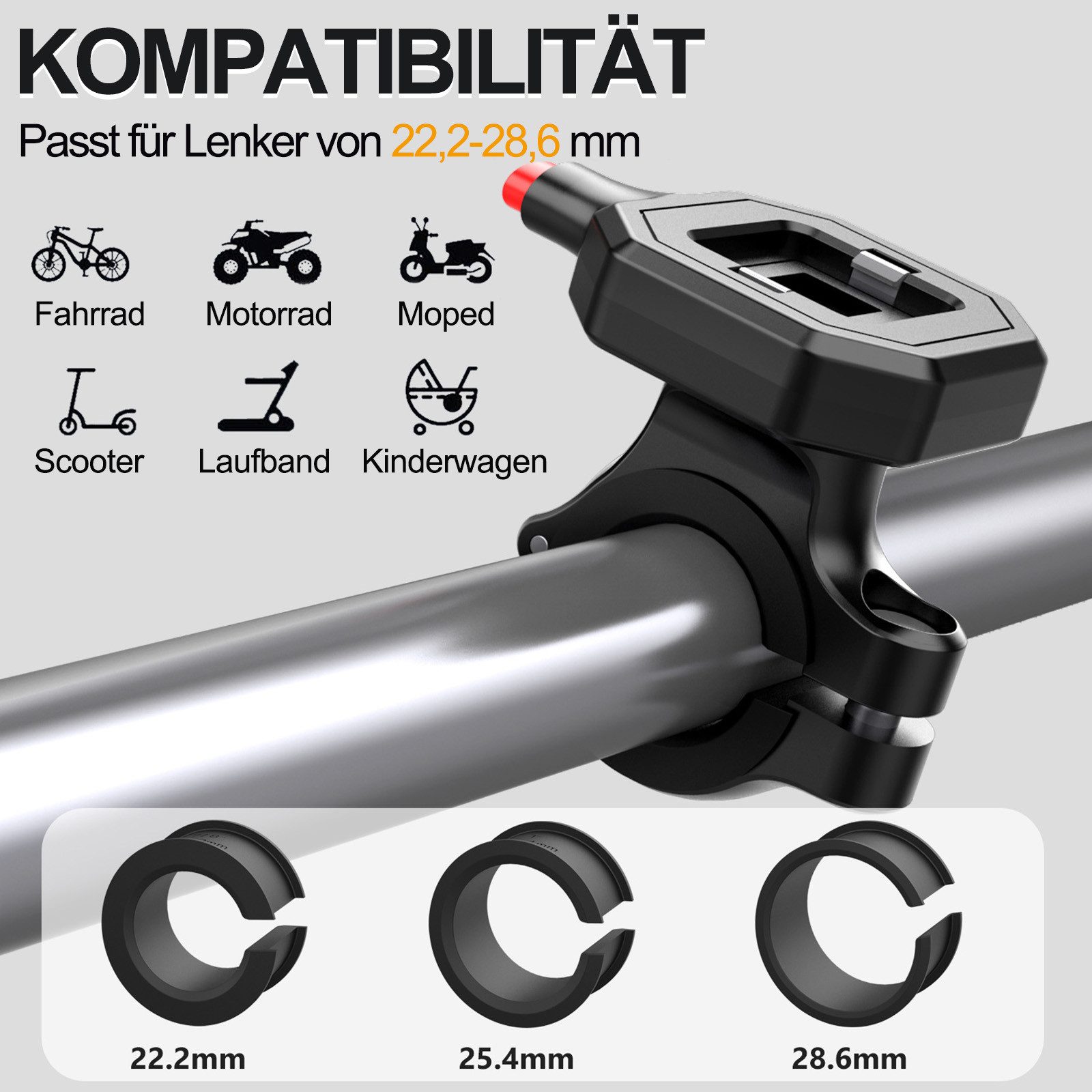 MOPUEA Handy-Halterung Wasserdichte Handyhalterung für Fahrrad und Motorrad, Fahrradhalterung, (bis 6,7 Zoll, Schnellverschluss, 1-tlg., Fahrrad-Handyhalterung, IP67 wasserdicht, 360° drehbar für Smartphones)
