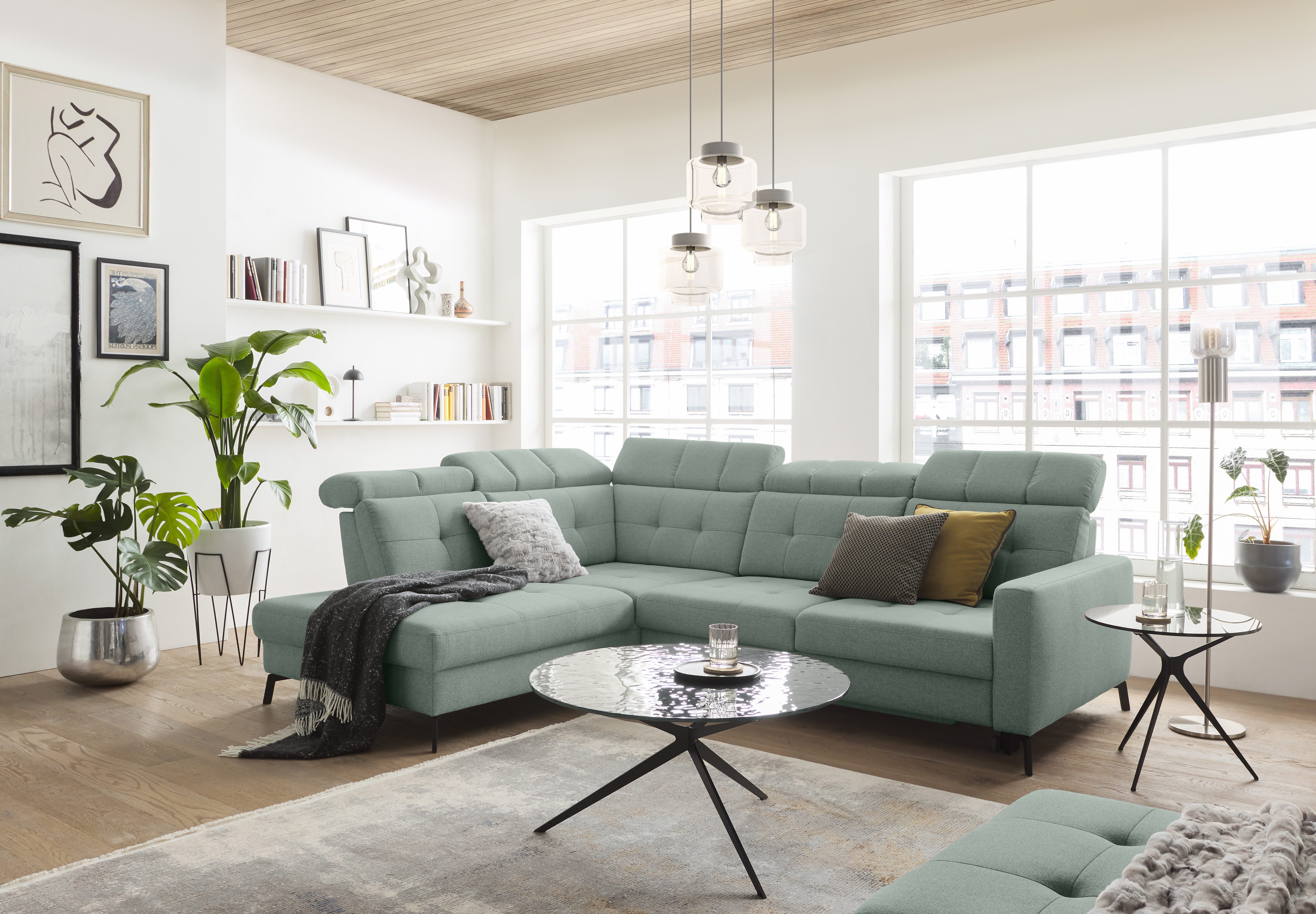 Musterring Ecksofa MR 4615, mit Kopf- und Rückenverstellung, Metallfuß schwarz, Maße 272 x 214 cm