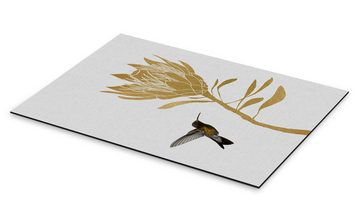 Posterlounge Alu-Dibond-Druck Orara Studio, Kolibri & Blume I, Minimalistisch Illustration
