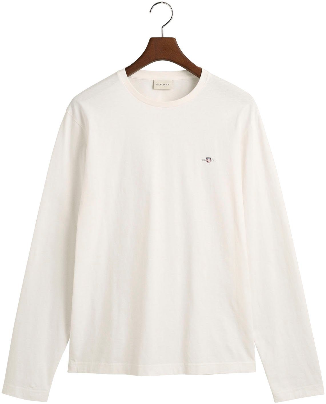 Gant Langarmshirt REG Brust LS mit T-SHIRT der eggshell auf SHIELD Logostickerei