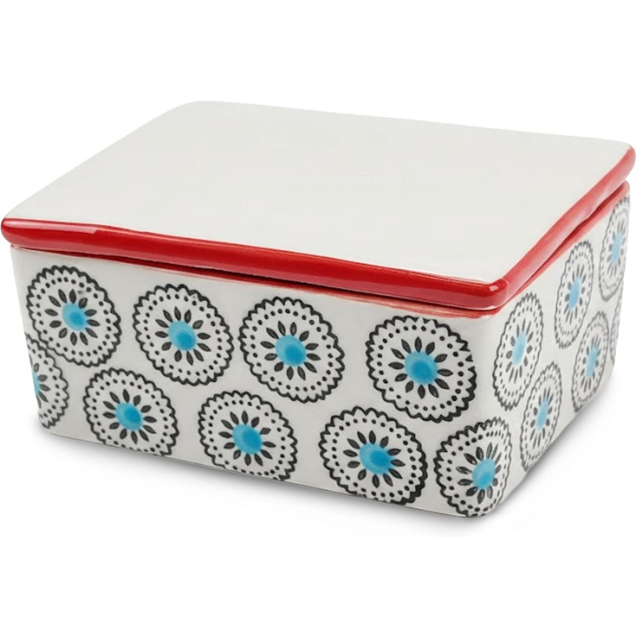 Parusia Butterdose Parusia Butterdose Blüten blau – dekor. Keramik-Butterschale 2 zeilig, Keramik