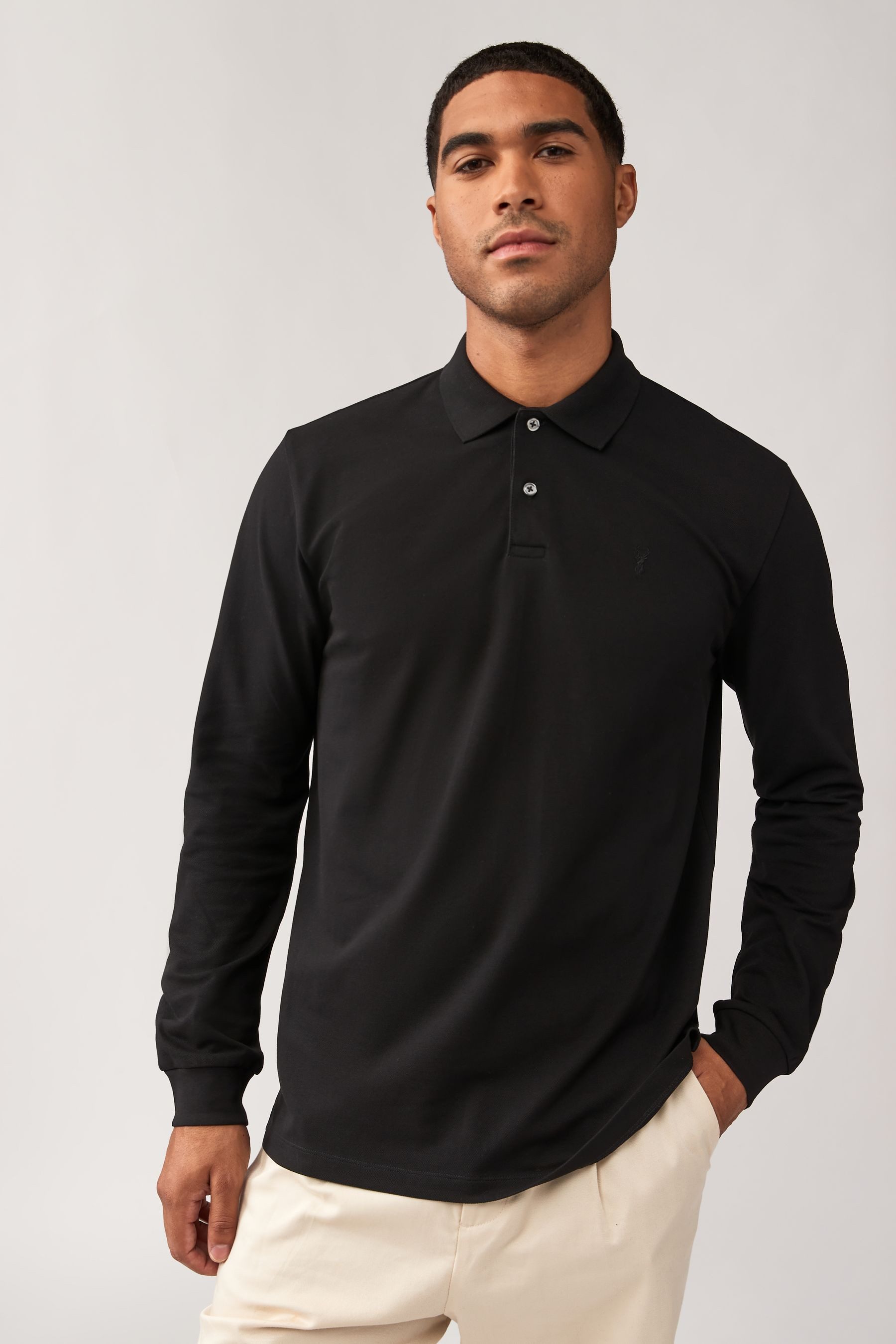 Langarm-Poloshirt Langärmeliges Pikee-Poloshirt
