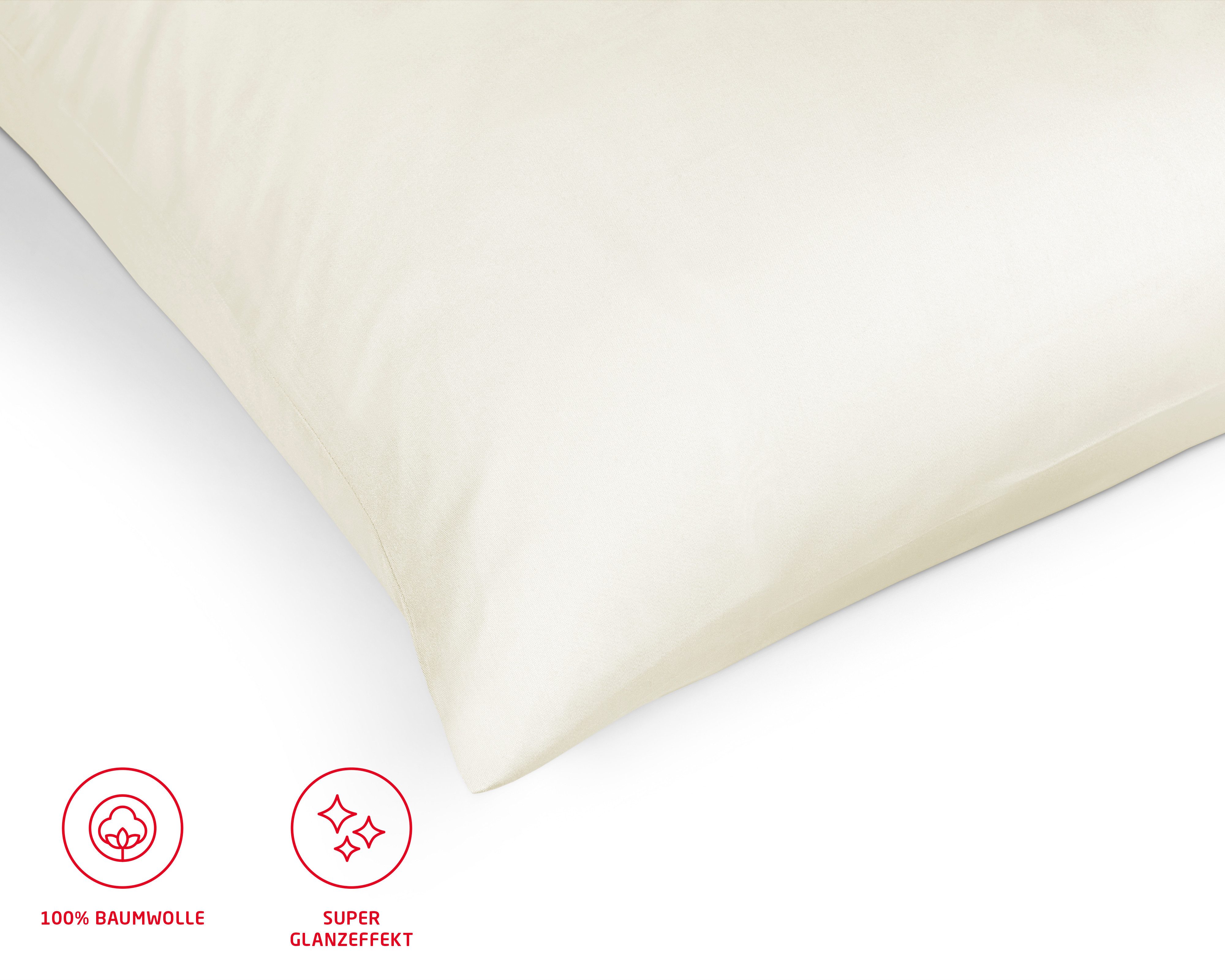 fleuresse Kissenbezug Colours Mako Satin, 100% Baumwolle, mit Reißverschluss, (2 Stück), Mako Satin, glänzend, glatt, Premium Qualität – Bild 3 von 5