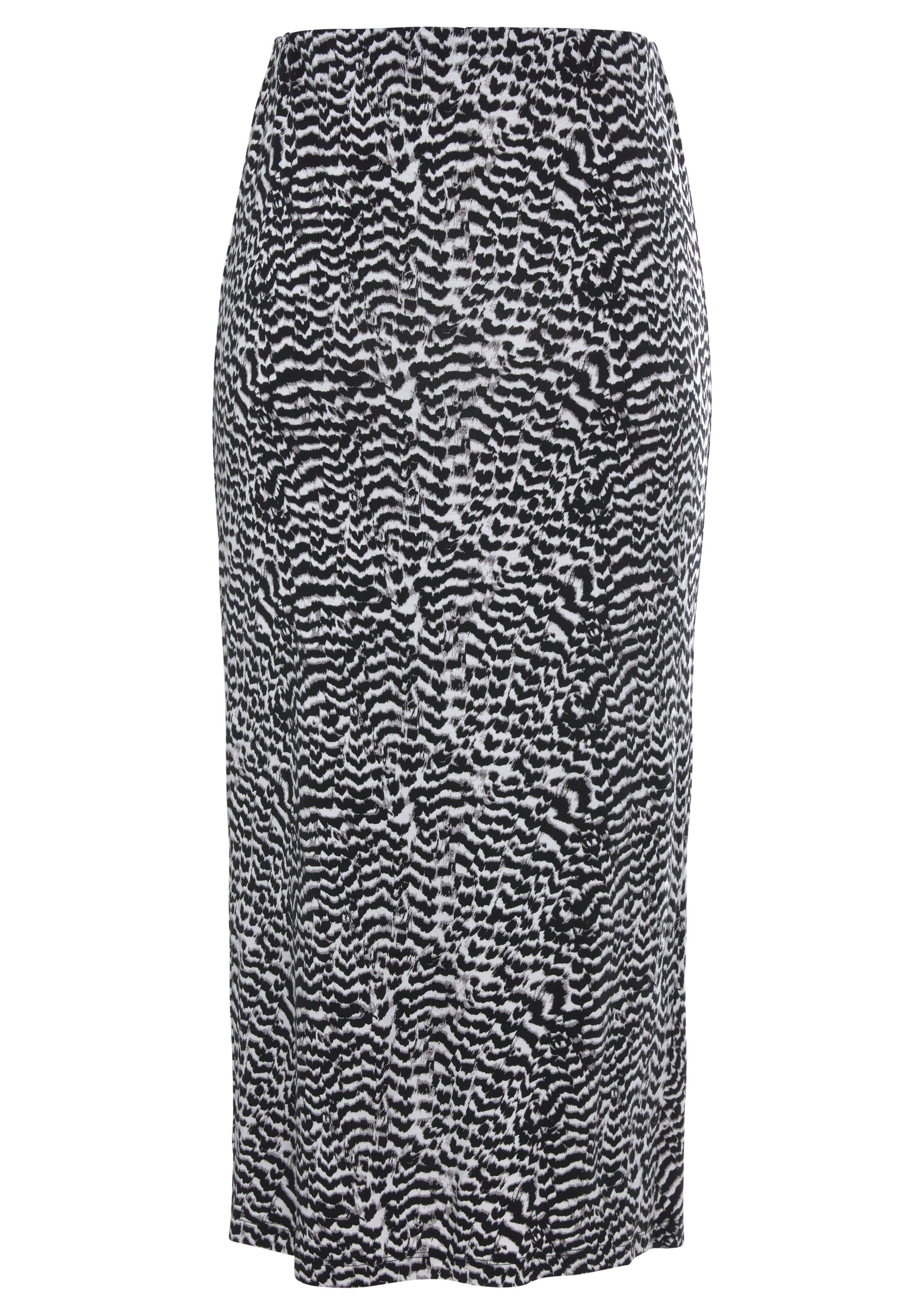 Vivance Midirock mit seitlicher Raffung und Schlitz, Jerseyrock in Animalprint