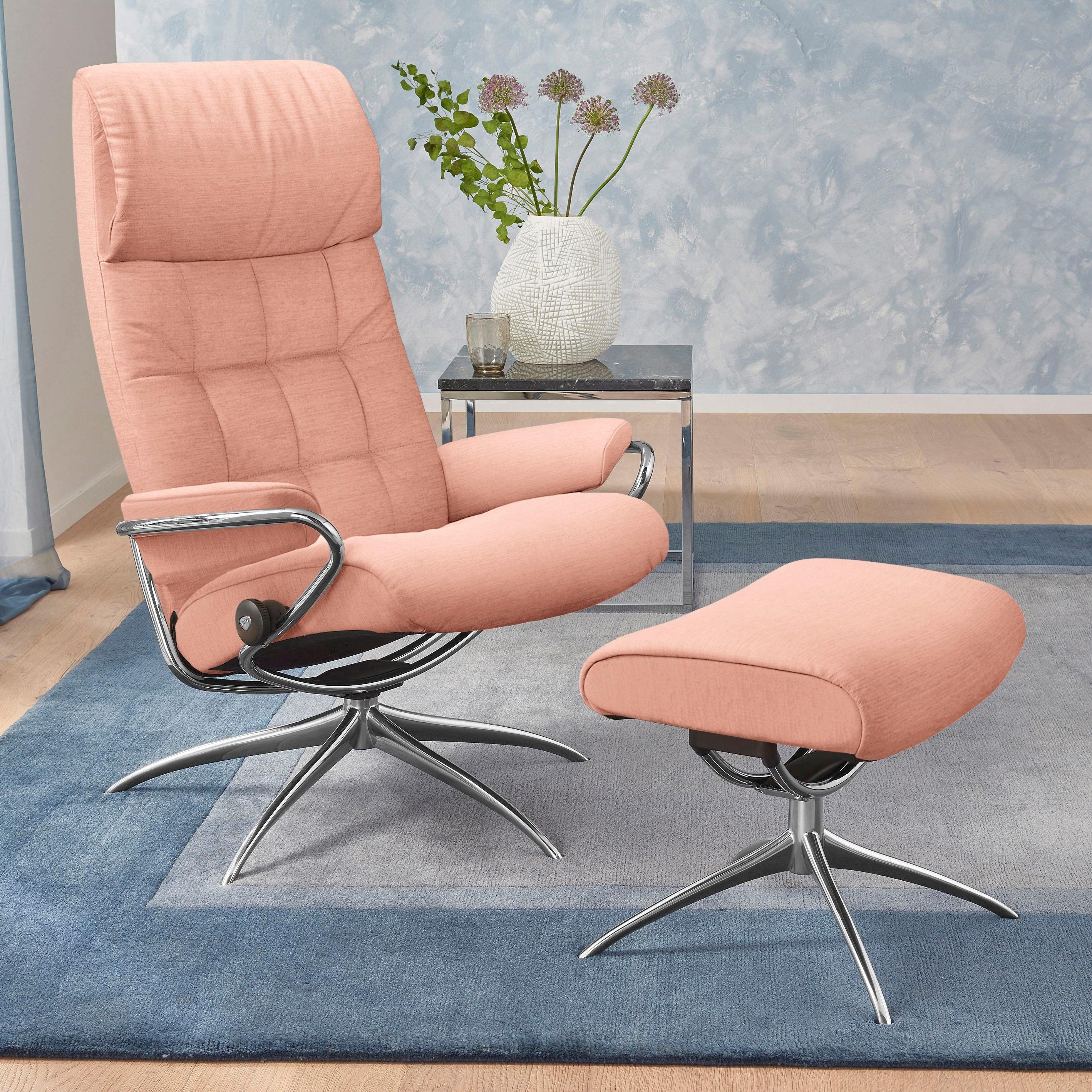 Stressless® Relaxsessel London (Set, Relaxsessel Star mit Hocker, High Base, mit Back, Gestell Chrom mit Hocker)